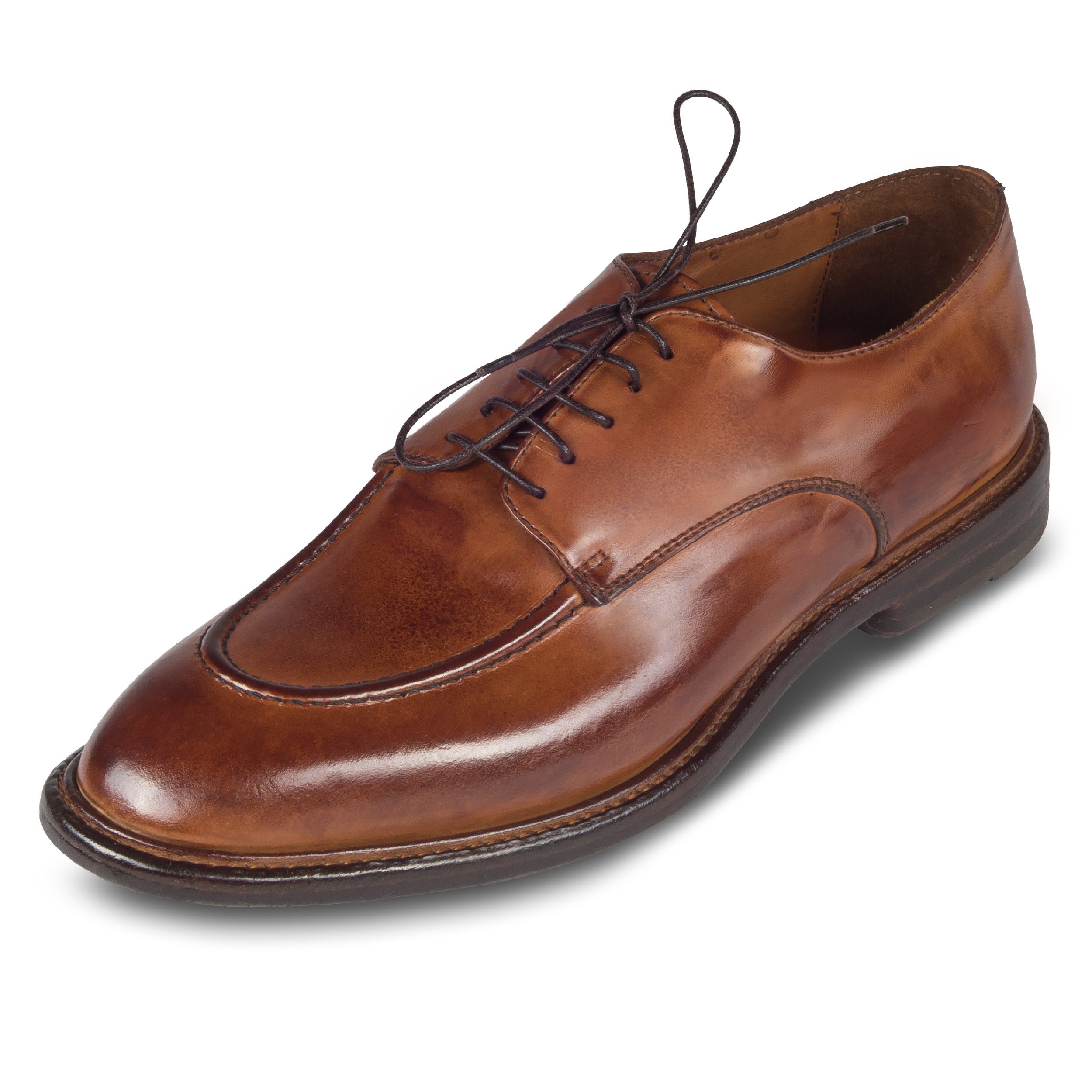 LEMARGO Herren Schnürschuh braun, Kalbsleder stonewashed, IW07A Schnürschuh Handgefertigt in Italien