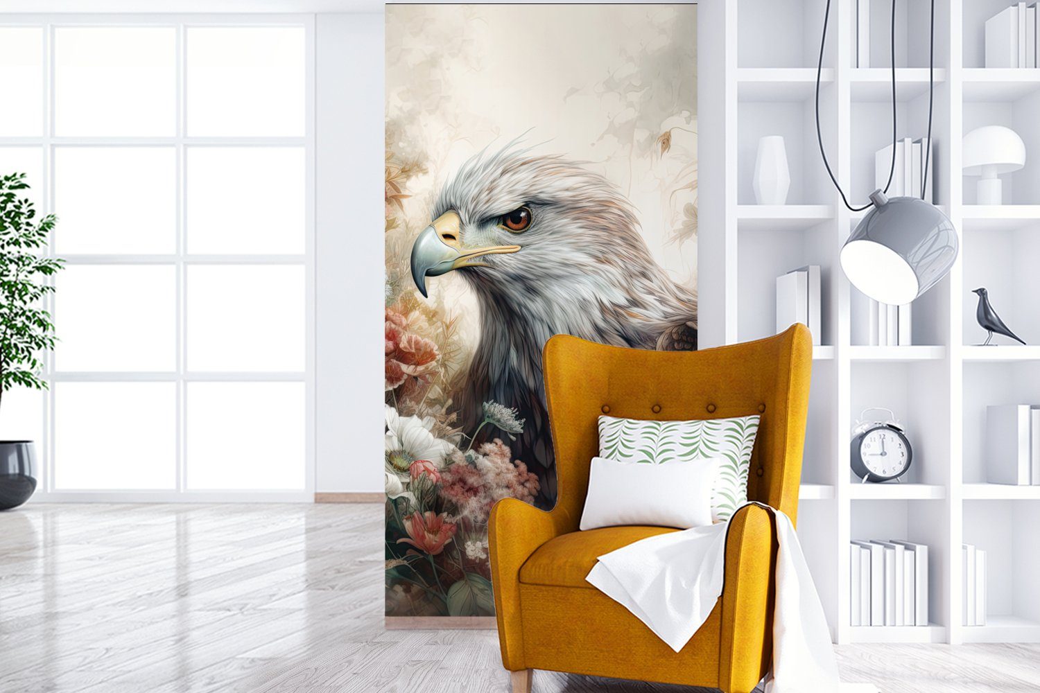 bedruckt, Fototapete Vogel für Schlafzimmer Wohnzimmer - Matt, - - Vliestapete Küche, Fototapete Blumen St), Natur, - MuchoWow (2 Adler Adler