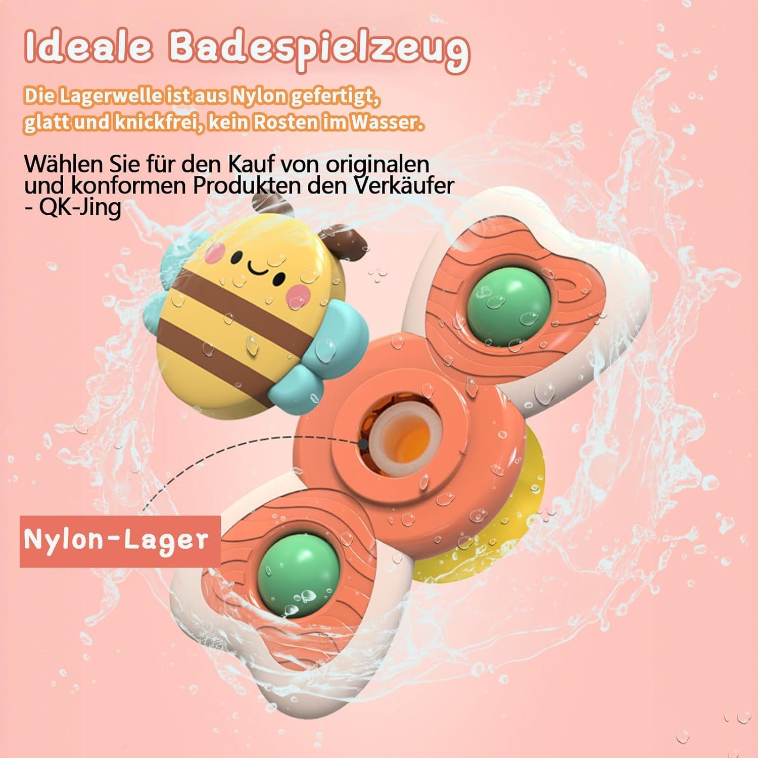 Coonoor Badespielzeug 3 Stück Baby Spielzeug, Sicheres Spinner mit Saugnapf günstig online kaufen