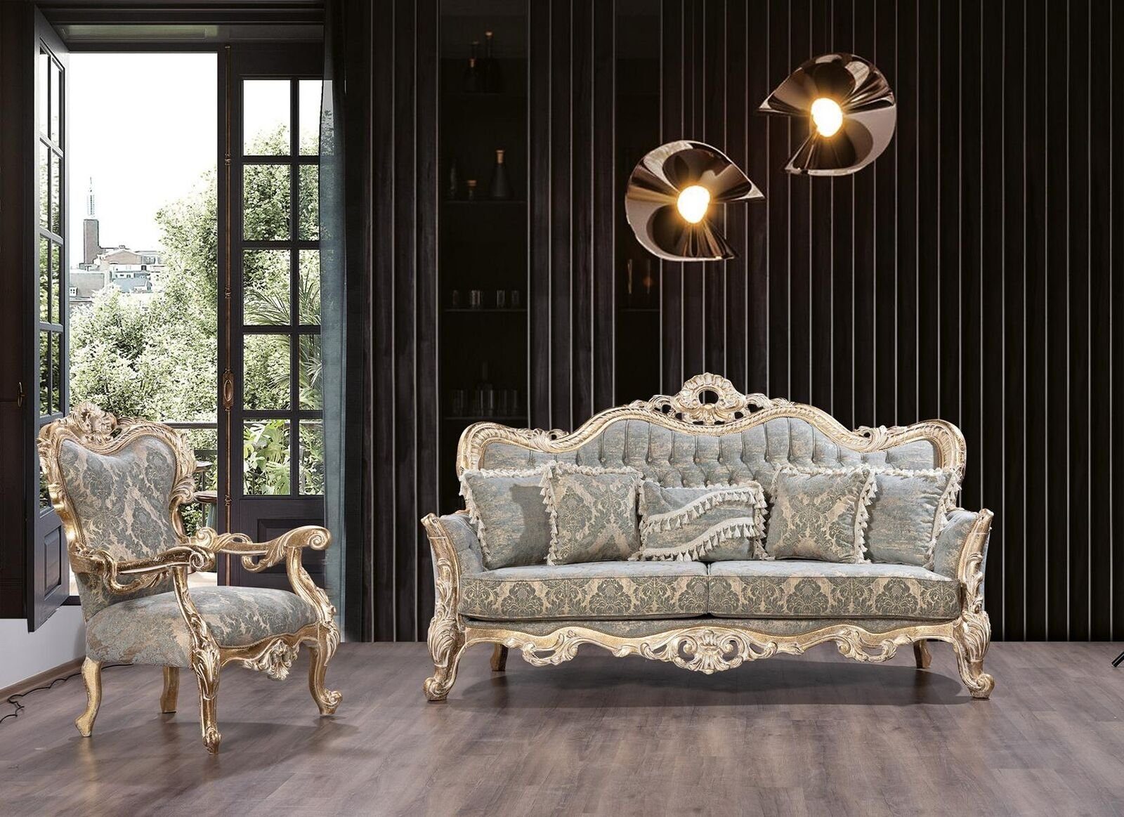 JVmoebel Sofa »Sofagarnitur Klassische Luxus Sofas Sessel Wohnzimmer set  3+1 Sitz«, 2 Teile