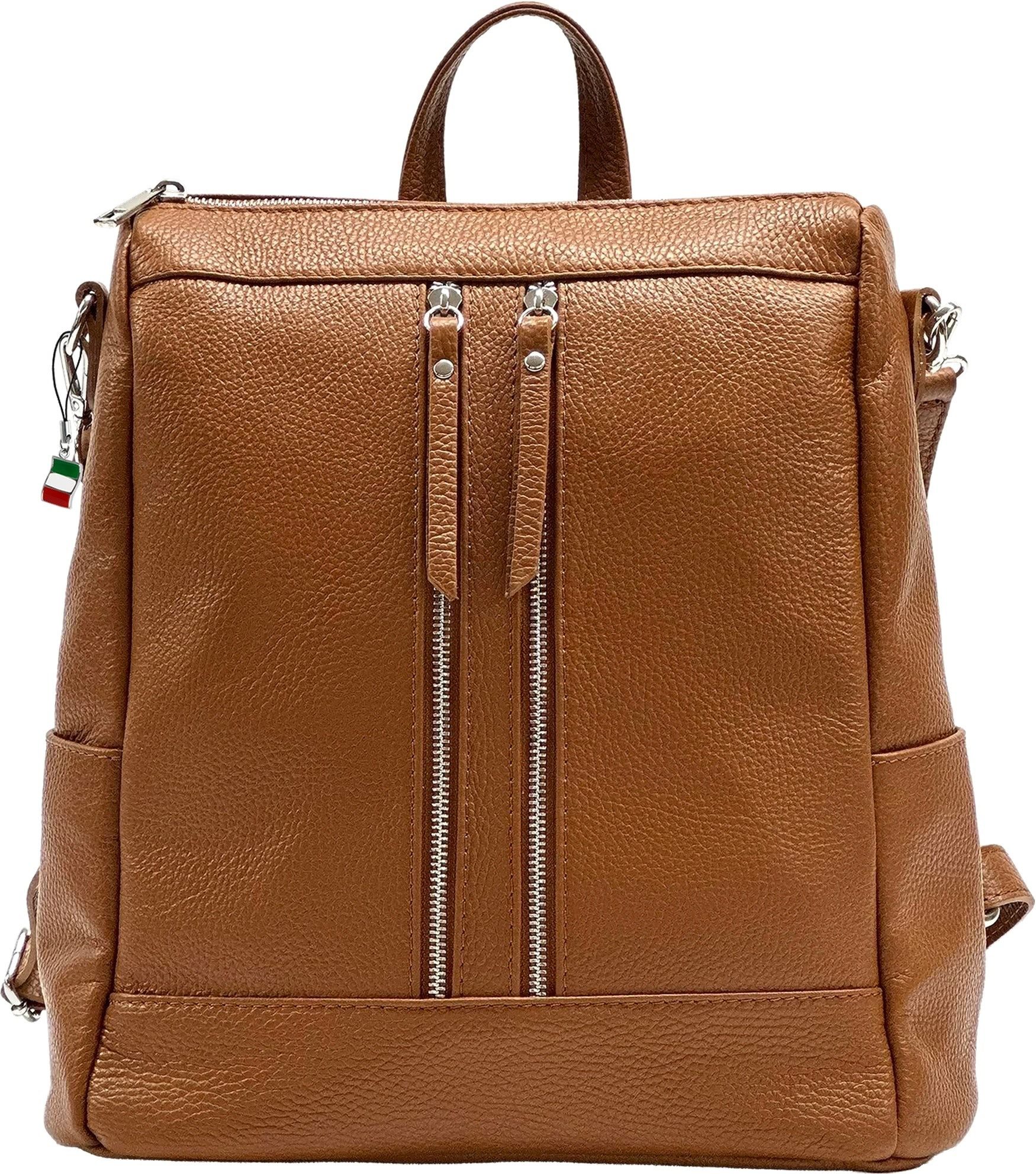 FLORENCE Cityrucksack Florence Rucksack Damen Echtleder, Damen Leder Cityrucksack, braun, tan ca. 30cm