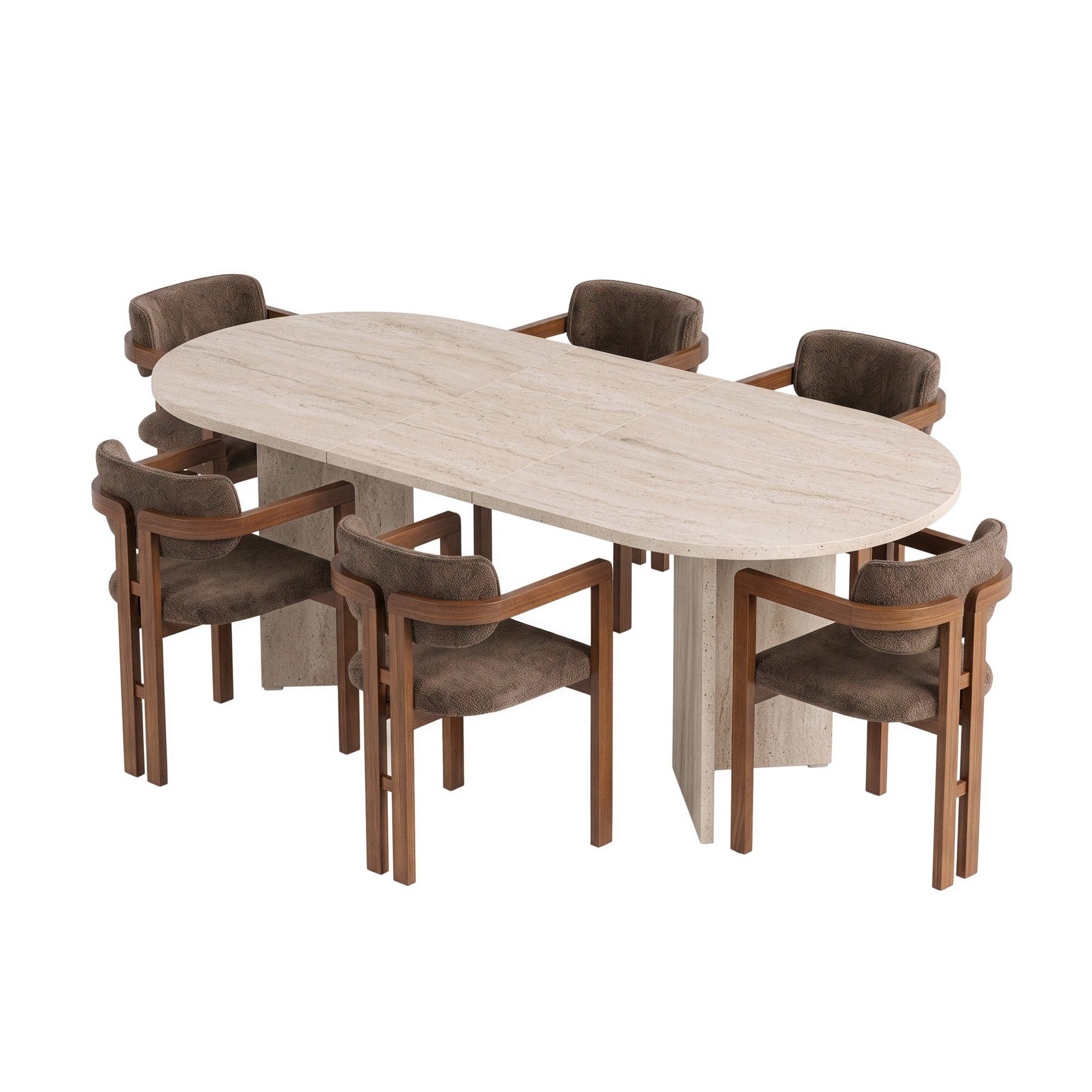 Skye Decor Essgruppe Aleria, (Set, 7-tlg., 1 Esstisch + 6 Stühle)