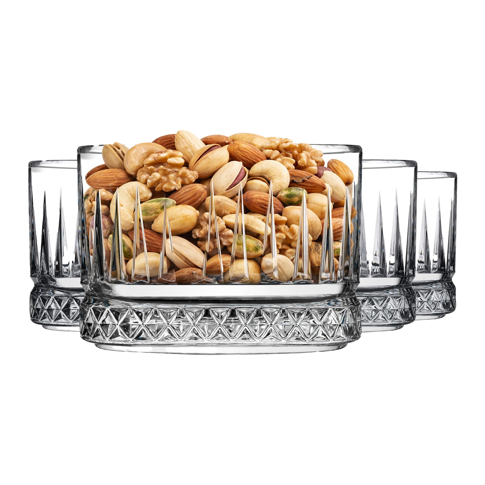 Pasabahce Schale Elysia Stapelbare Quadratisch Glasschale 235 ml (7 3/4 oz), Glas, (Packung, 4-tlg), Stapelbar, langlebig, spülmaschinengeeignet