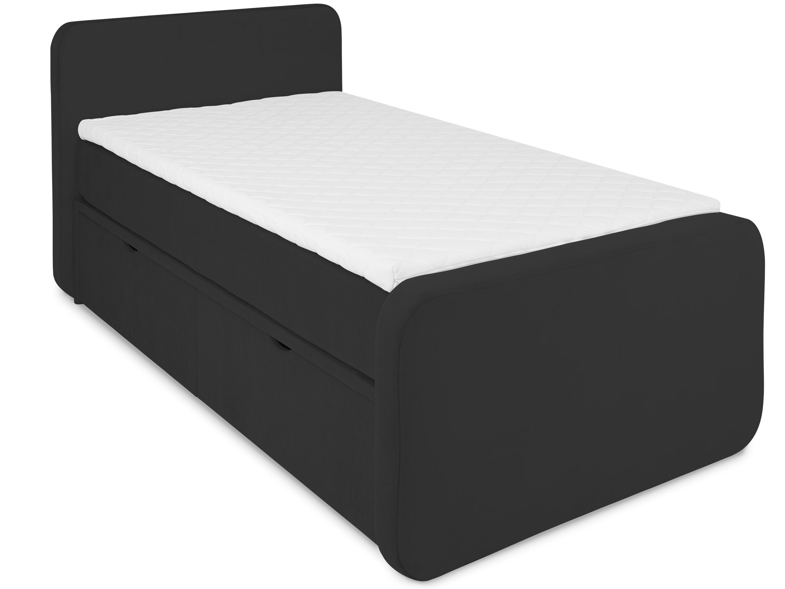 wonello Boxbett Milano, mit Stauraum Schwarz inkl. Topper Schublade), (2x