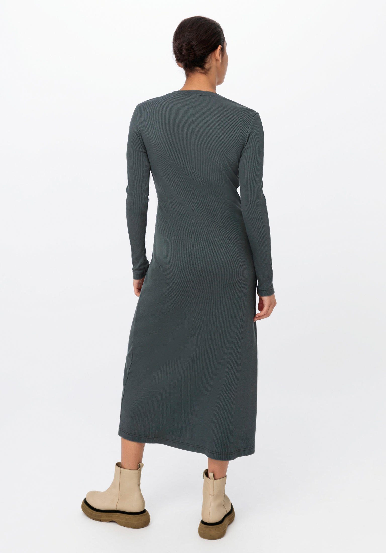 Hessnatur Jerseykleid aus dunkelgrün Bio-Baumwolle reiner (1-tlg)