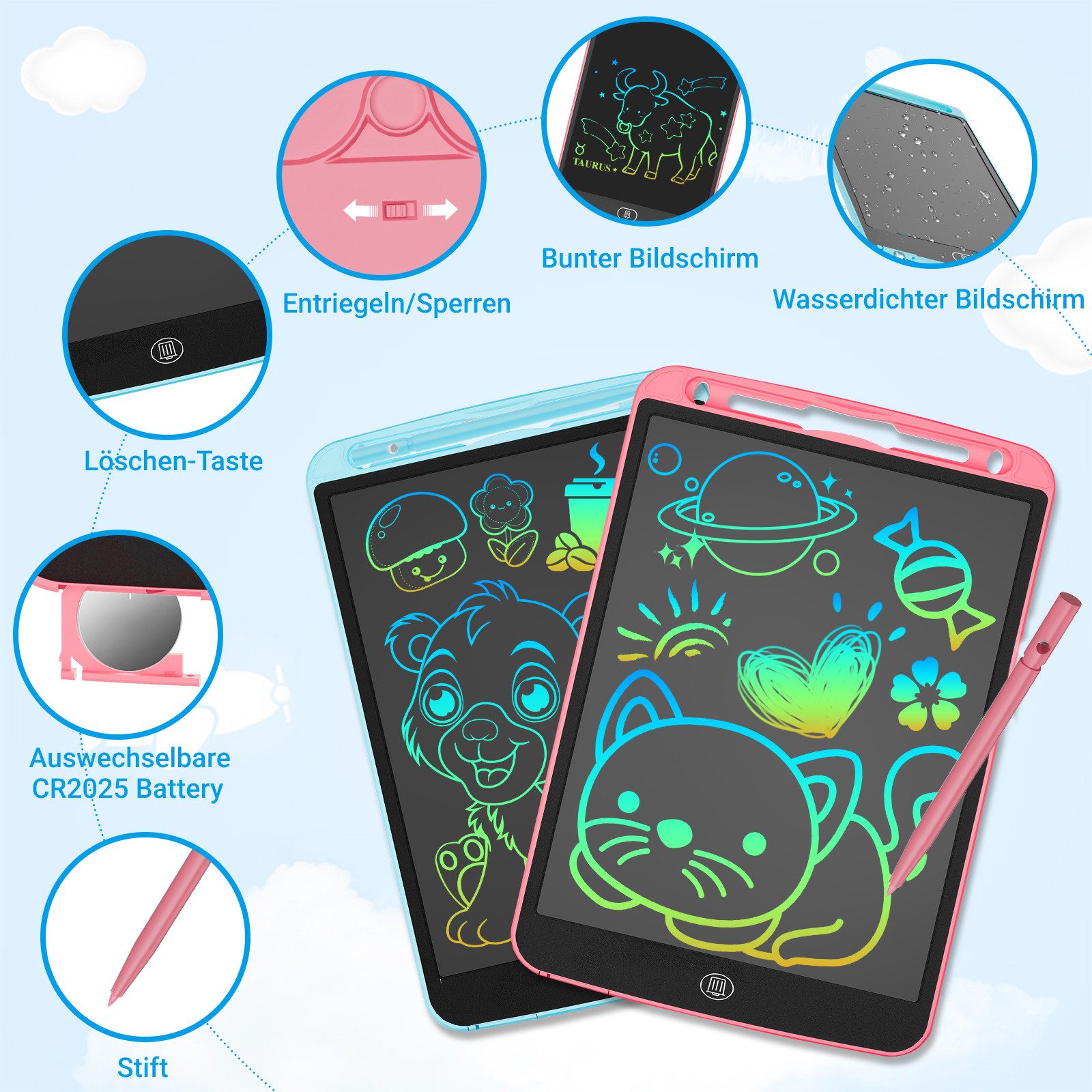 Comfy Mate Zaubertafel 2 Stück LCD Schreibtafel 10 Zoll Kinder Maltafel Tab günstig online kaufen