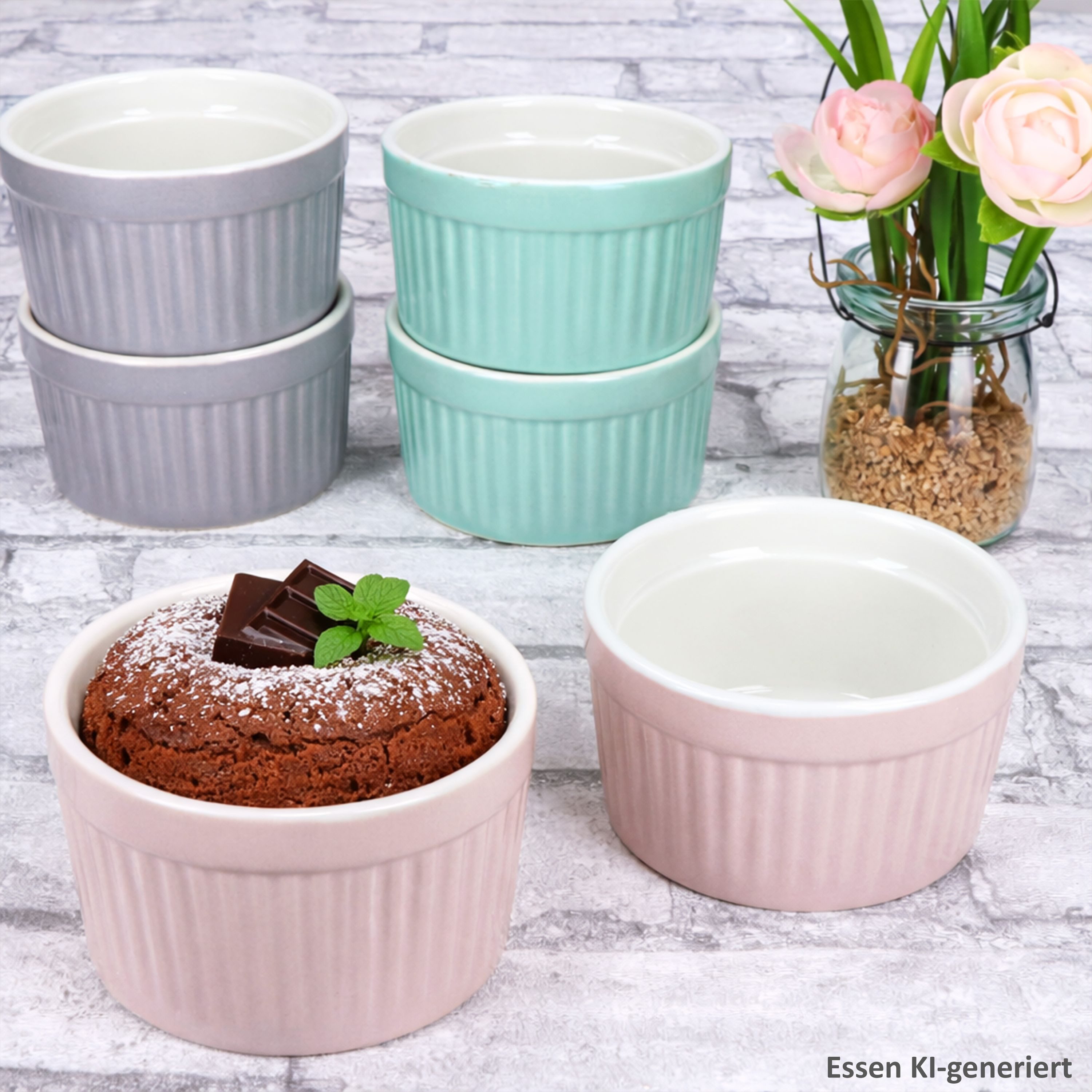 MamboCat Auflaufform MamboCat 8er Set Emilia Soufflé Förmchen Porzellan bunt Auflaufform, Porzellan – Bild 3 von 5