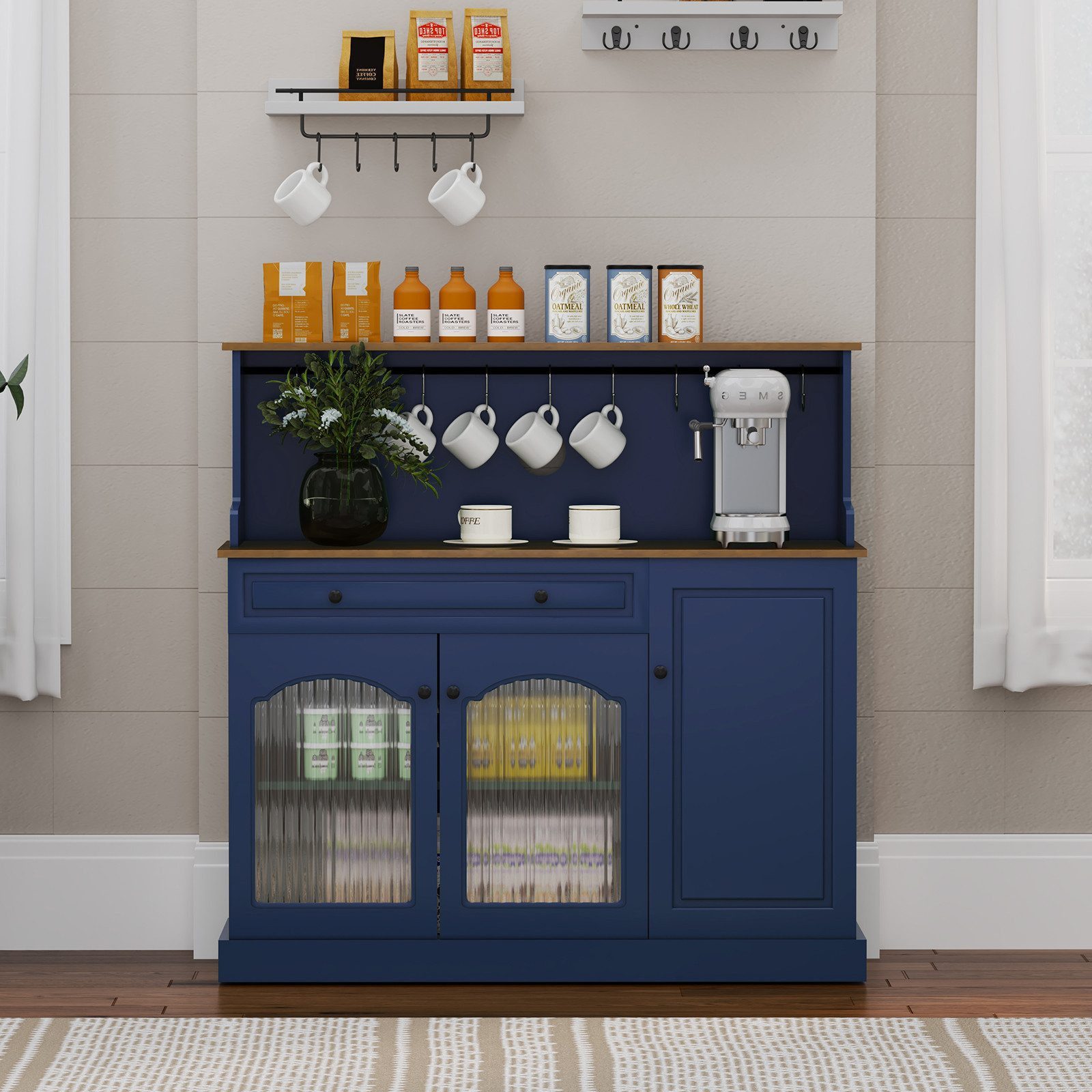 HOLTICO Sideboard Küchenschrank mit Arbeitsplatte, Küchenbuffet Buffetschrank (1 St), Weinschrank mit Schublade und Oberer Ablage