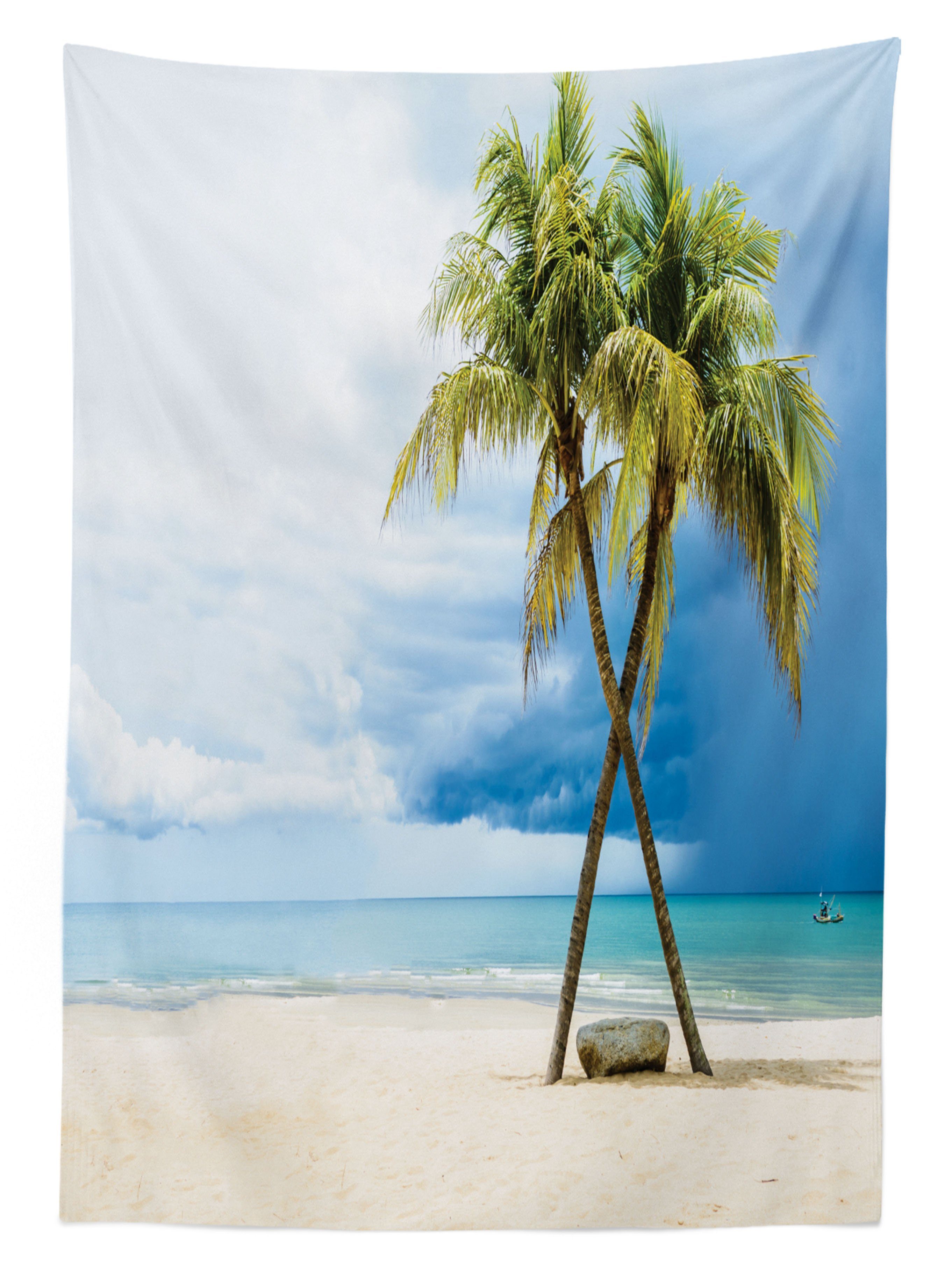 Abakuhaus Tischdecke Bereich Hawaii geeignet Für Strand-Palmen-Felsen Farbfest Außen Waschbar den Farben, Klare