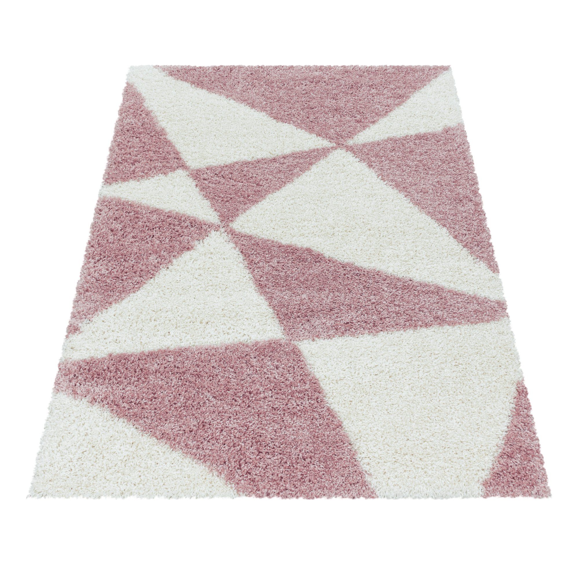 Teppich Geometrisch Design, Teppium, Höhe: Teppich Wohnzimmer 30 mm, Rosa Rund