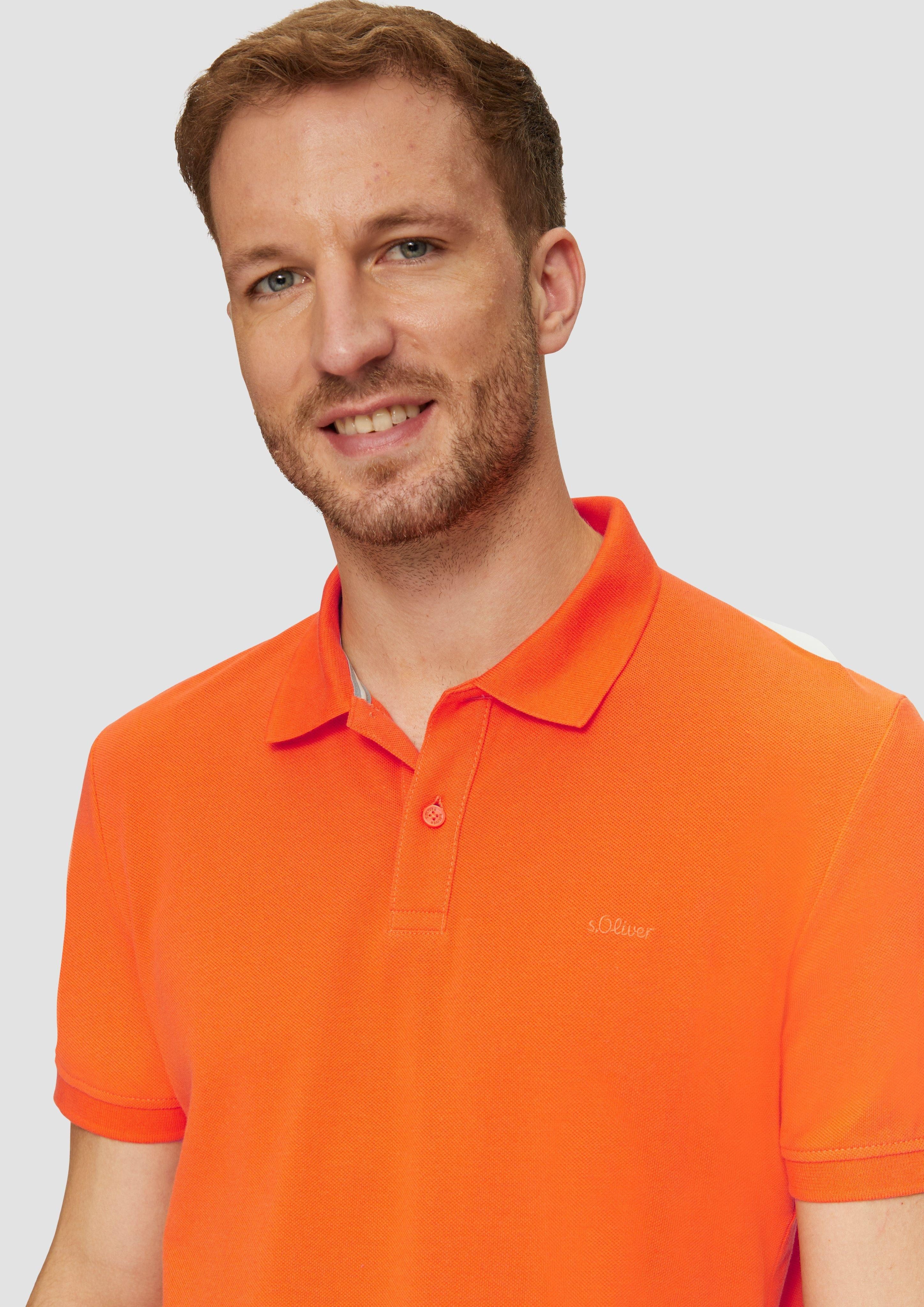 s.Oliver Kurzarmshirt Poloshirt aus Baumwollpiqué Stickerei günstig online kaufen