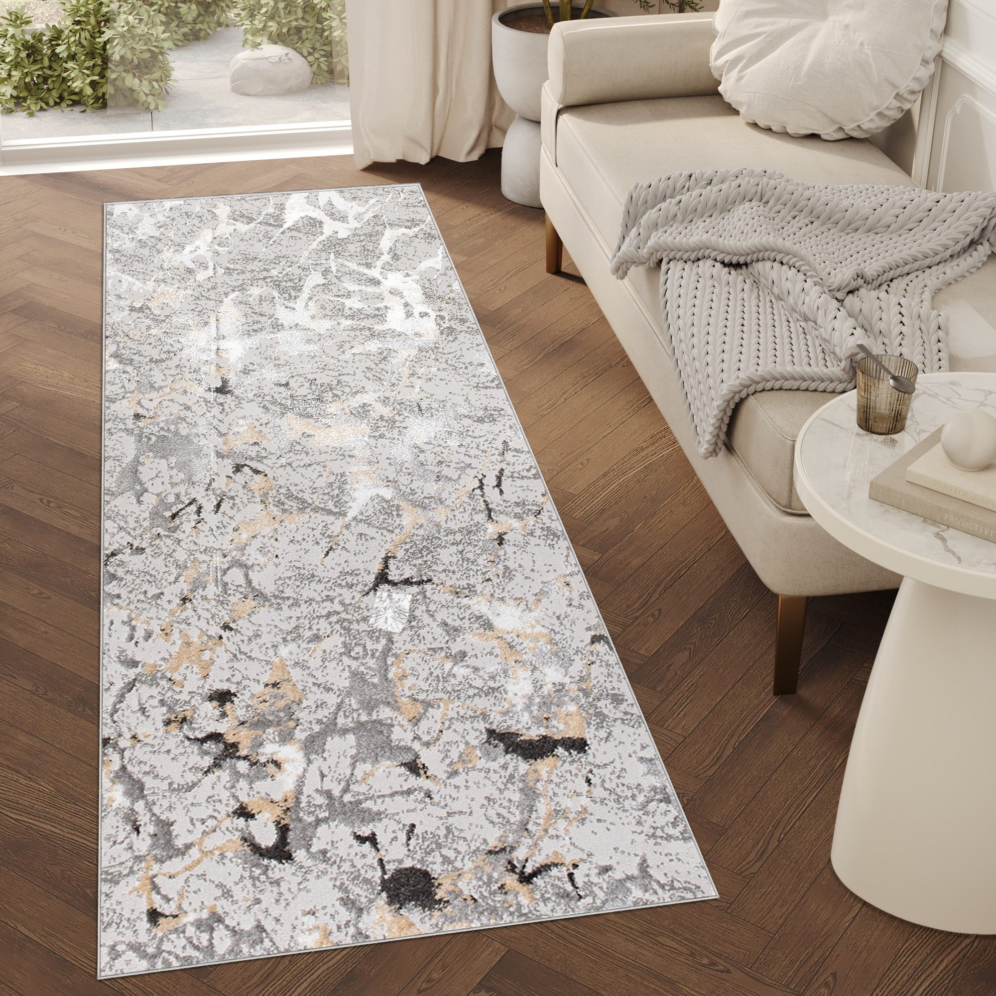 Tapiso Läufer CRYSTAL, rechteckig, Höhe: 8 mm, Kurzflor Flurläufer Schimmereffekt, pflegeleicht, Meterware