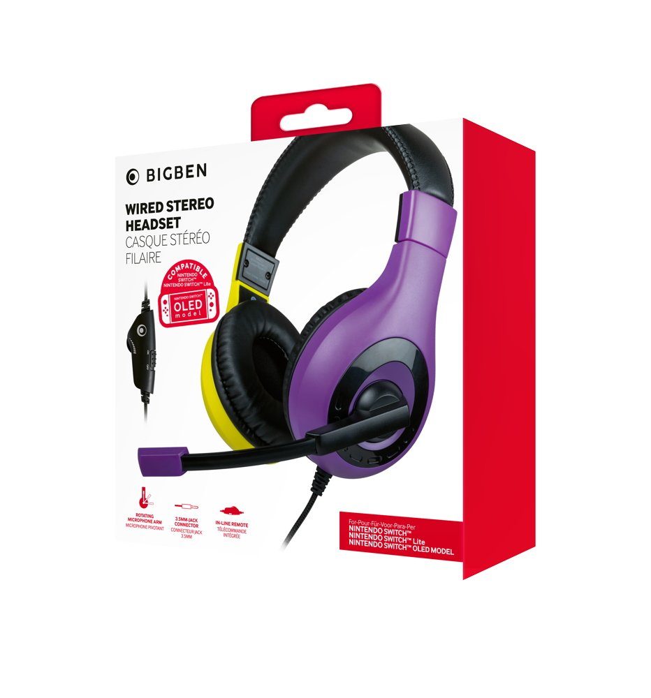 BigBen für Nintendo Switch / Lite Stereo Gaming Headset V1 lila, gelb Zubehör Nintendo