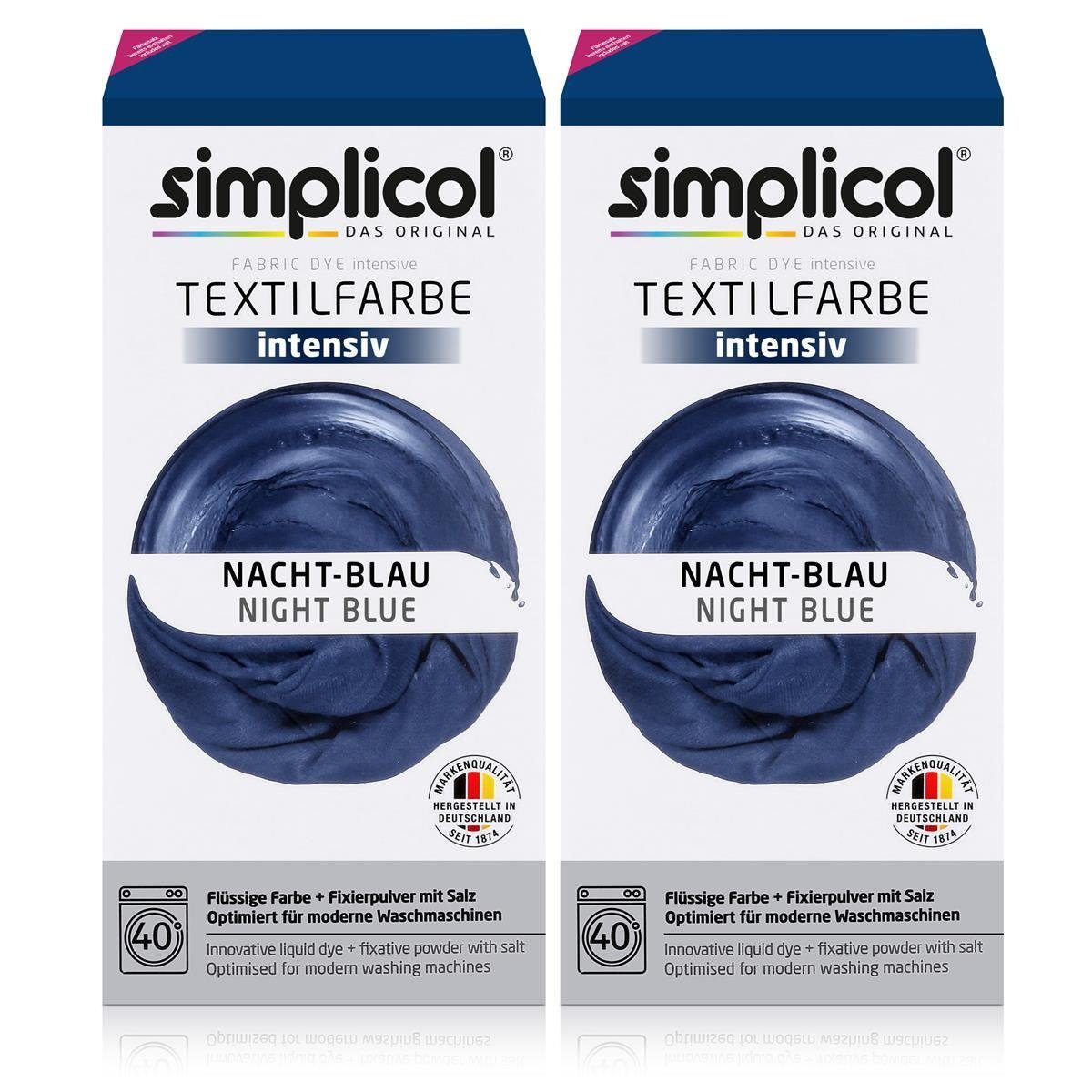 Textilfarbe Simplicol Textilfarbe intensiv Nacht-Blau - Einfaches Färben (2er Pack