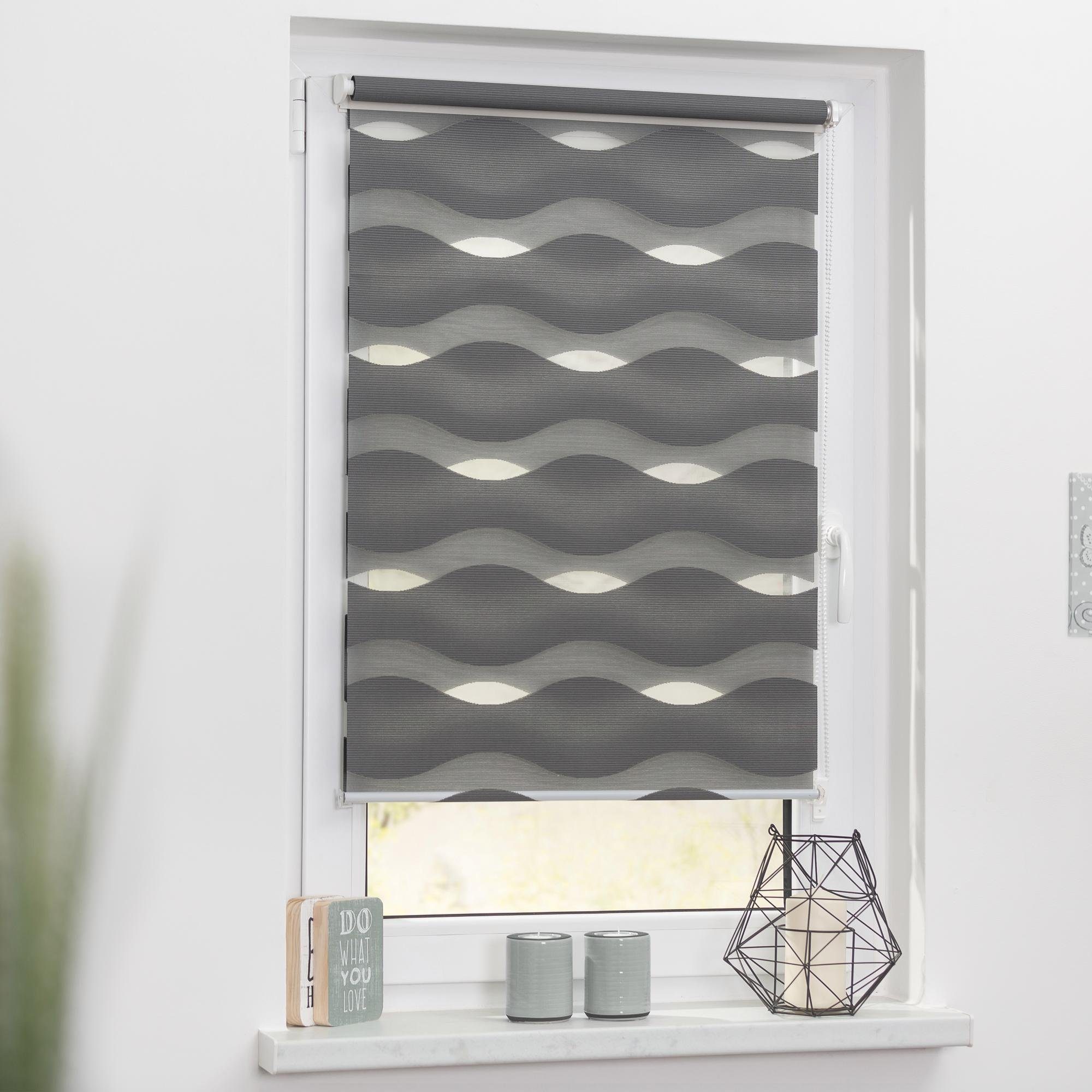 Doppelrollo Welle Klemmfix, ohne Bohren, LICHTBLICK ORIGINAL, halbtransparent, mit Bohren/ohne Bohren, freihängend, Klemm- oder Schraubmontage, Lichtdurchlässig und blickdicht, Klemmbar, unkomplizierte Montage