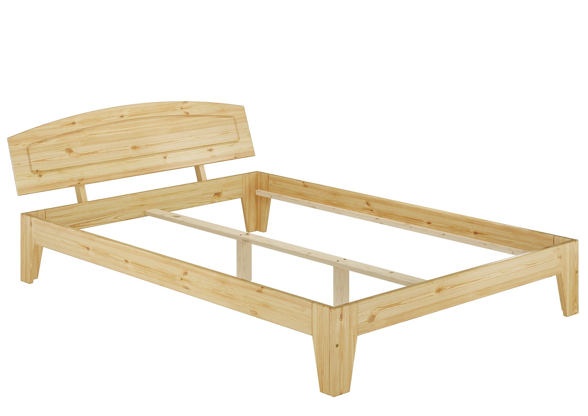 ERST-HOLZ Bett Futonbett 140x200 Kiefer natur ohne Rost, Kieferfarblos lackiert