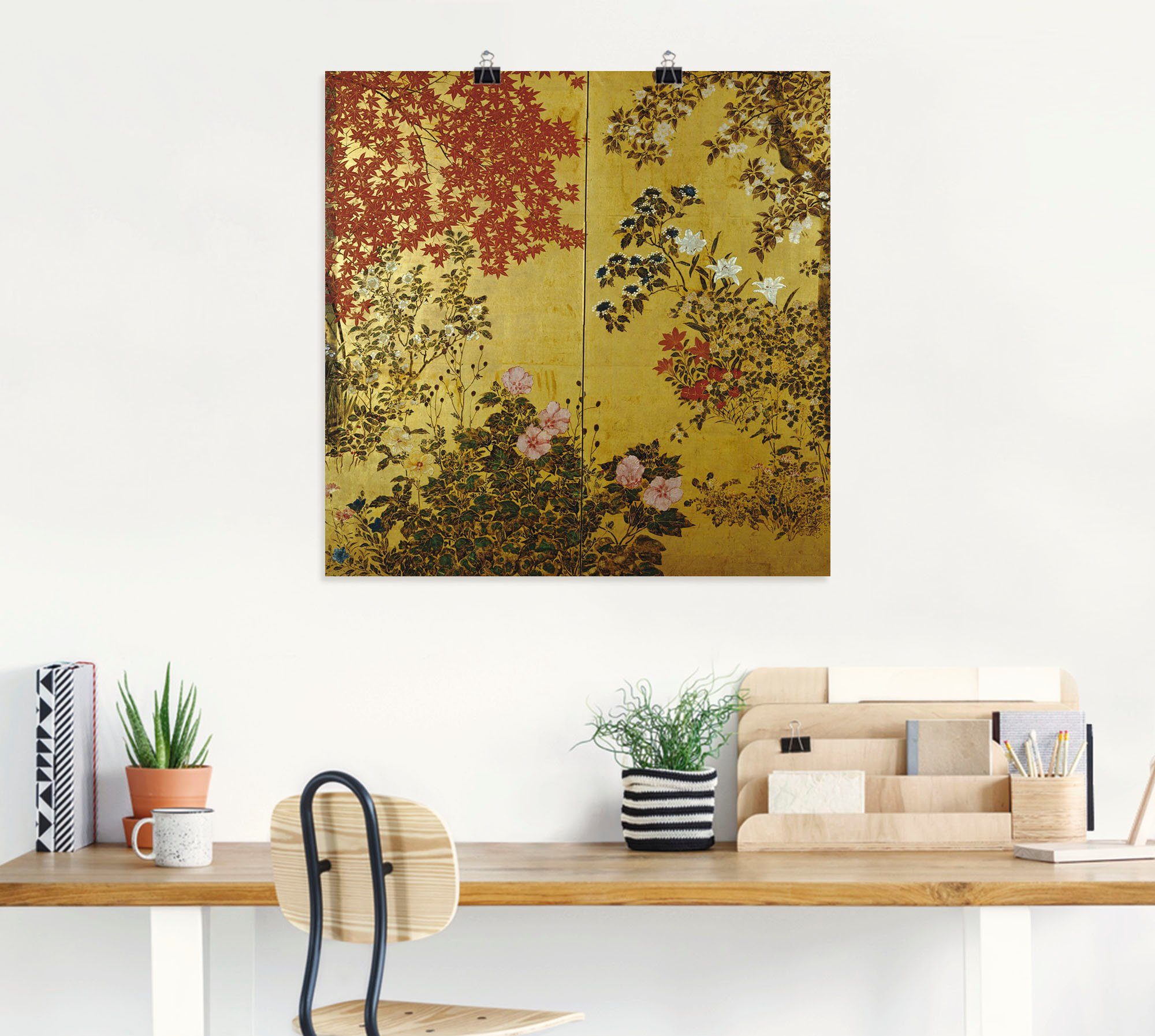 Artland Wandbild Japanischer Wandschirm 18. Jahrhundert, Pflanzen (1 St), als Leinwandbild, Poster in verschied. Größen