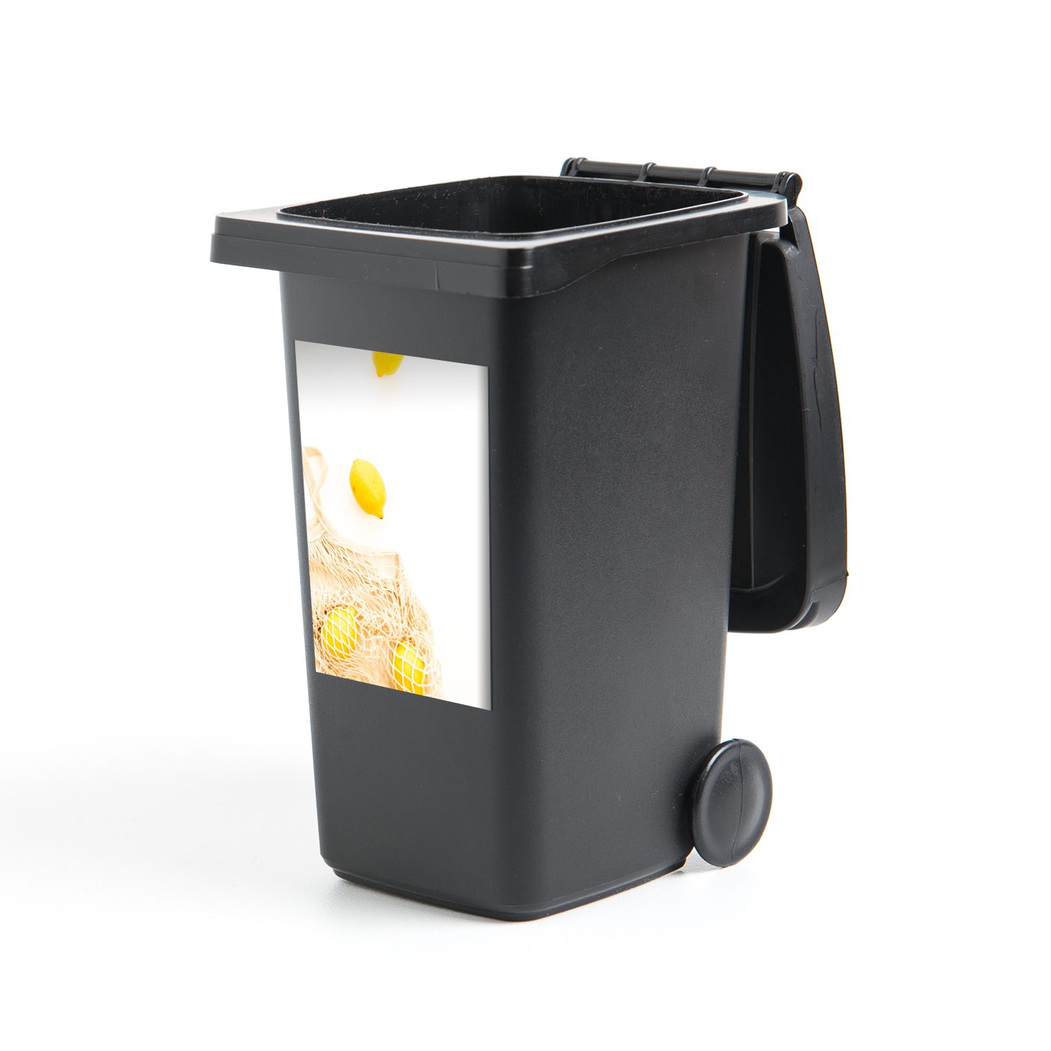 MuchoWow Wandsticker Zitrone - Tasche - Gelb (1 St), Mülleimer-aufkleber, Mülltonne, Sticker, Container, Abfalbehälter