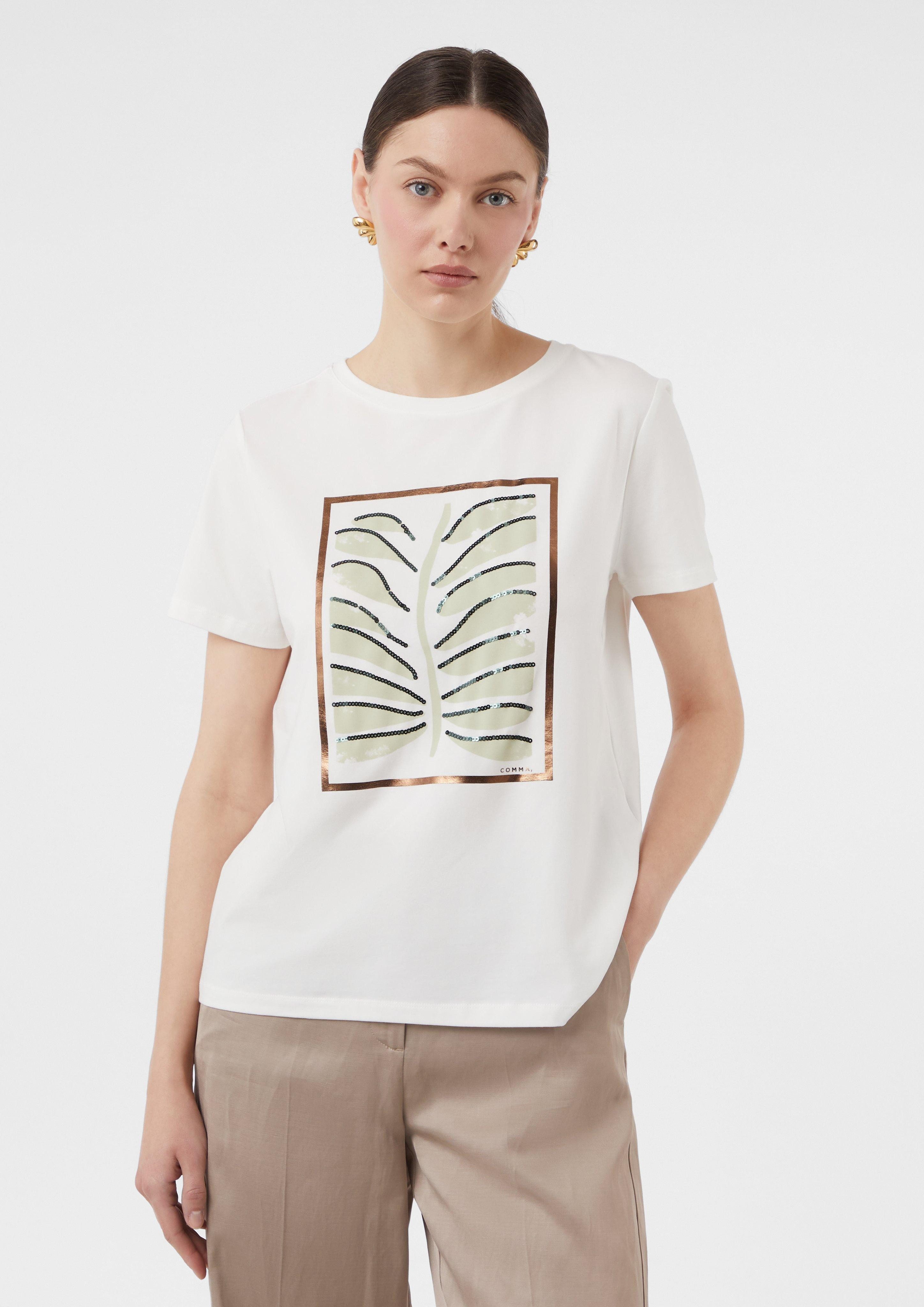 Comma Kurzarmshirt Jersey-T-Shirt mit Artwork günstig online kaufen