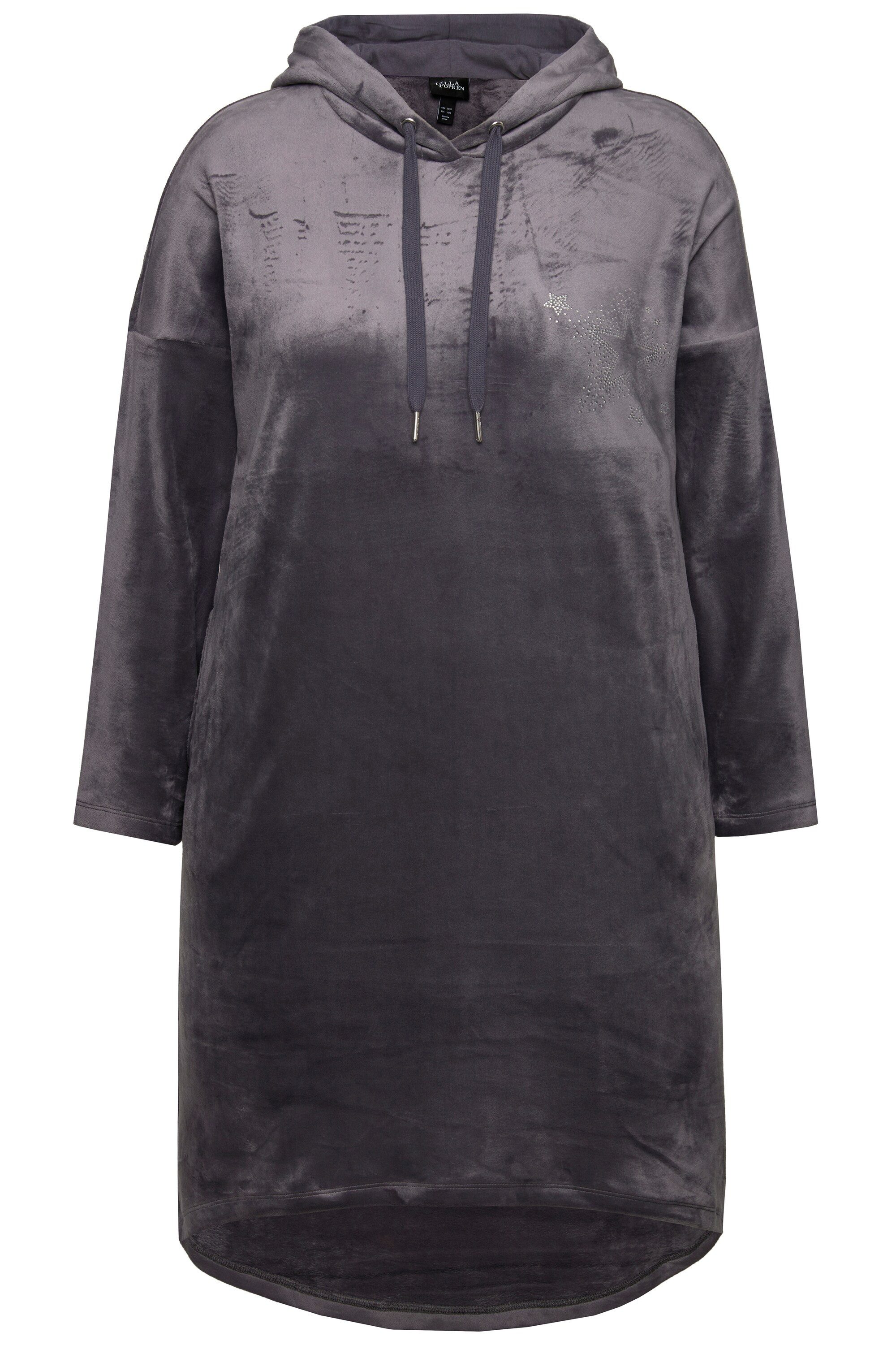 Ulla Popken Jerseykleid Loungewear-Nickikleid Kapuze Langarm recycelt