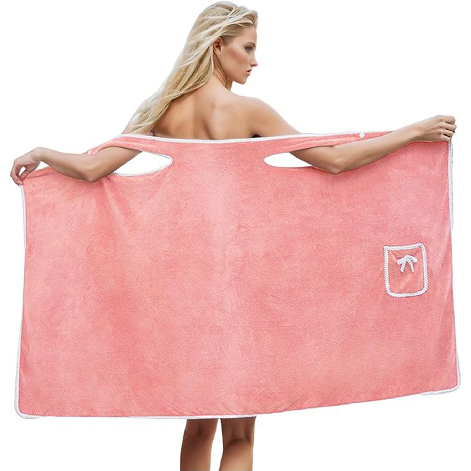 Mutig Saunatuch Bademantel Damen Frottee-groß XXL Saunatuch mit Tasche & Dr günstig online kaufen