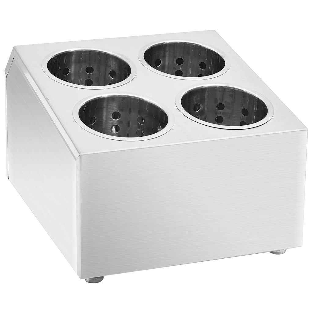 vidaXL Besteckkasten Besteckbehälter 4 Fächer Quadratisch Edelstahl (1 St)