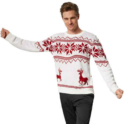 dressforfun Weihnachtspullover »Weihnachtspullover Winterland weiß-rot« (1-tlg)