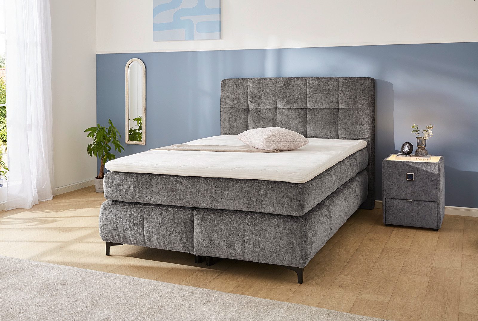 Jockenhöfer Gruppe Boxspringbett Beatrice erhältlich in 140 & 180cm Breite, 7-Zonen-TTFK-Matratzen und KS-Topper, verschiedene Härtegrade