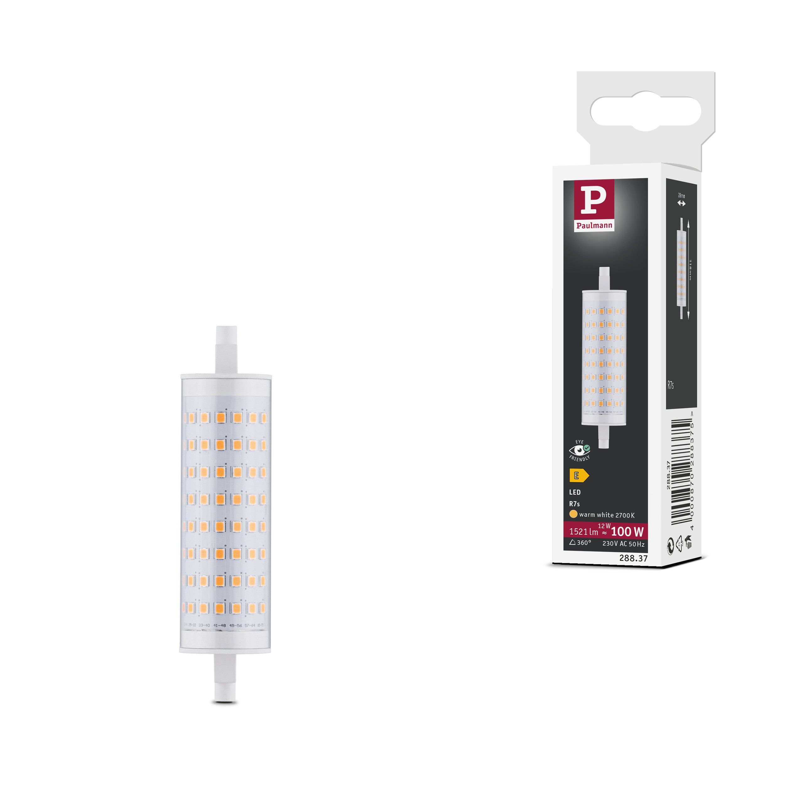Paulmann LED-Leuchtmittel Standard 230V LED Stab R7s 118 mm 1521lm 12W 2700K Klar, R7s, 1 St.