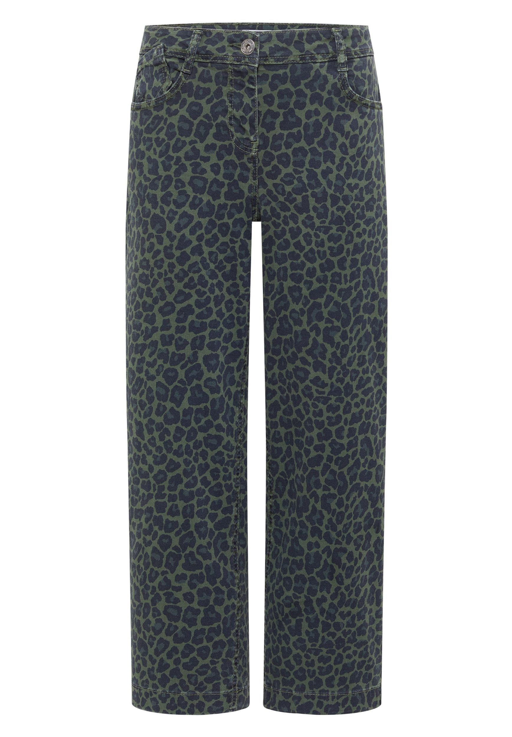 CECIL 5-Pocket-Hose High Waist Wide Leg Jeans mit Leo-Muster