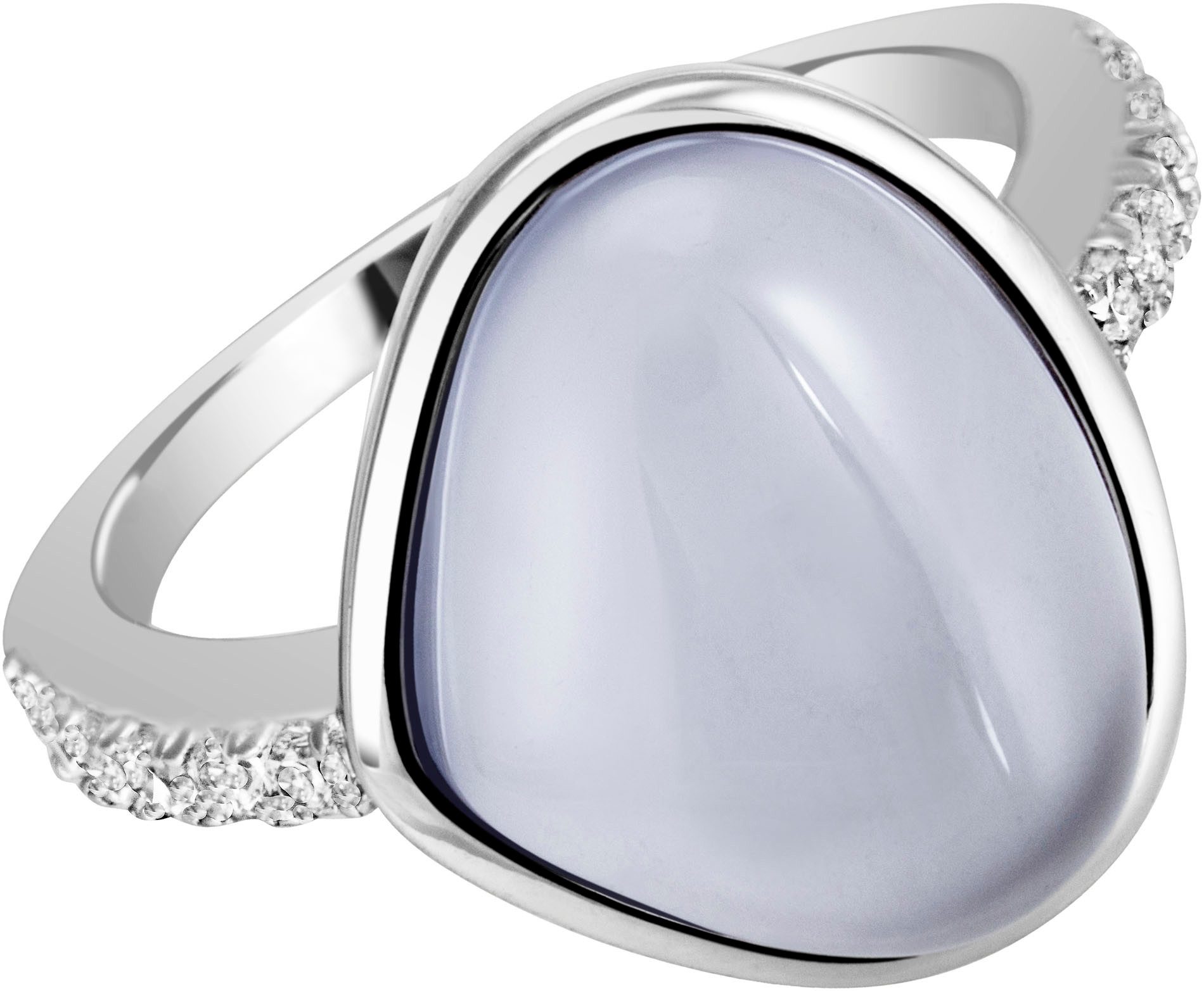 Firetti Fingerring Schmuck Geschenk Silber 925 Silberring Ring, mit Chalcedon oder Rosenquarz und Zirkonia (synth)