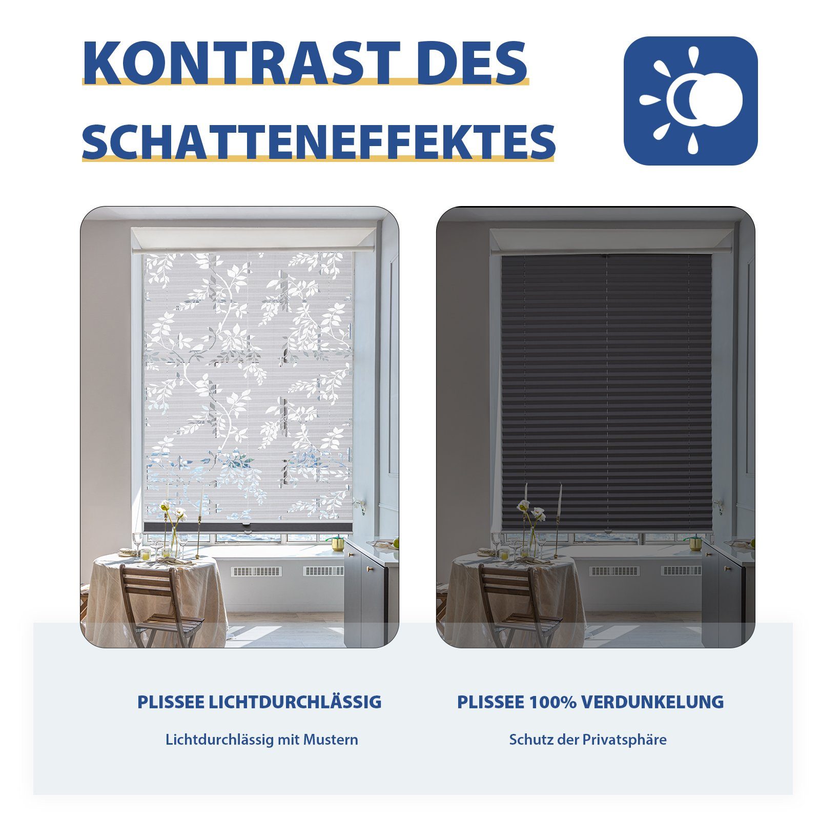 Sekey Plissee Doppelplissee Day+Night Verdunkelung ohne Bohren verspannt Lichtschutz, verdunkelnd, Klemmfix, ohne Bohren, Klemmfix, Lichtdurchlässig Ausbrenner- – Bild 4 von 5
