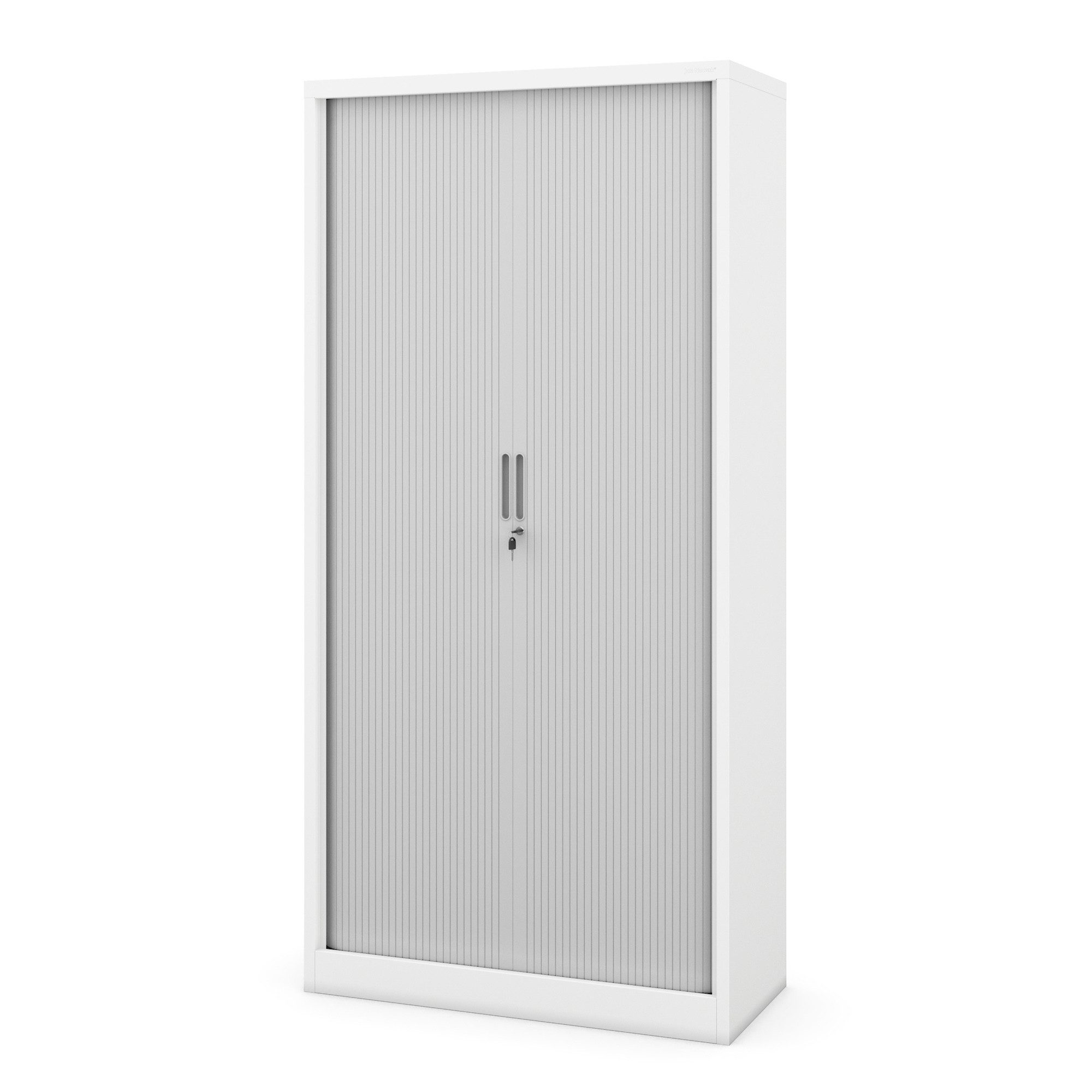 Jan Nowak Aktenschrank Metall Rollladenschrank abschließbar 90 cm DAMIAN 4 Böden Stahl (Stahl 0,6 mm platzsparend Wandmontage möglich PZH-zertifiziert) Büroschrank Rolltüren 50 Ordner Schloss 2 Schlüssel 4 Farben