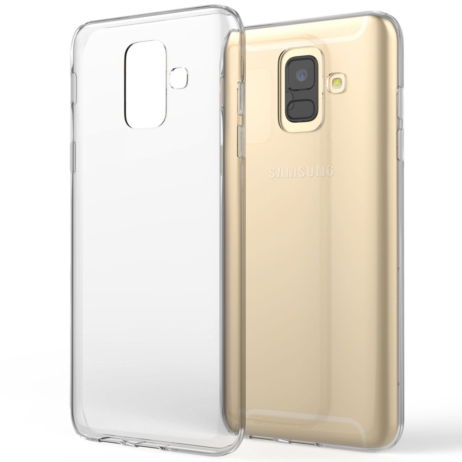 Nalia Smartphone-Hülle Samsung Galaxy A6 14,2 cm (5,6 Zoll), GLAZE Case - Transparentes Silikon, Anti-Watermark & Schlank