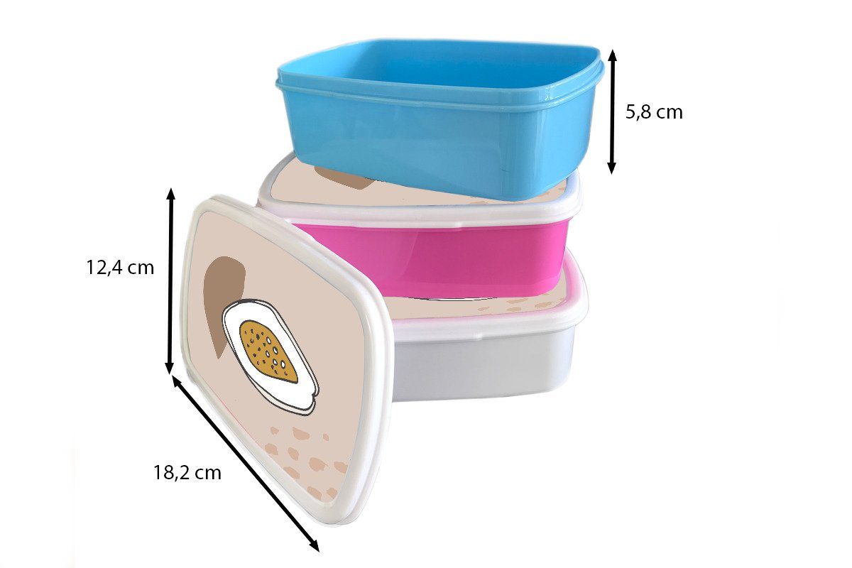 MuchoWow Lunchbox Sommer Braun, Kunststoff, Erwachsene, Brotbox Kunststoff Snackbox, Brotdose - (2-tlg), rosa Kinder, Feige - für Mädchen