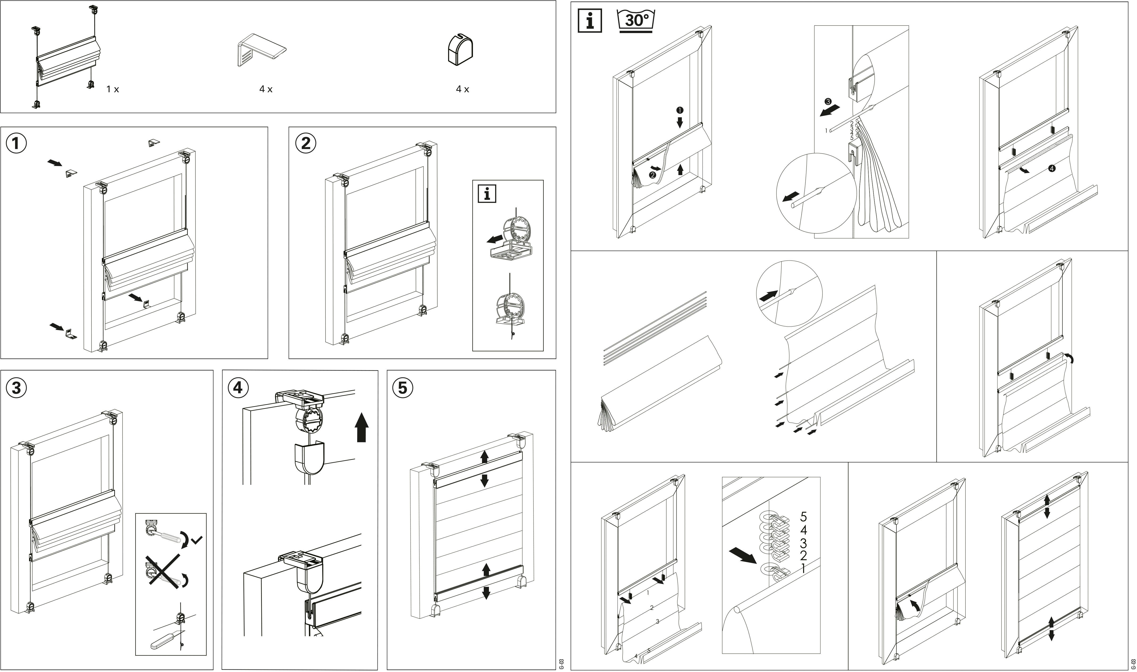 GARDINIA Raffrollo Easyfix mit 2 Bedienschienen, mit Klemmträger, ohne Bohren, waschbar bei 30° C im Schonwaschgang