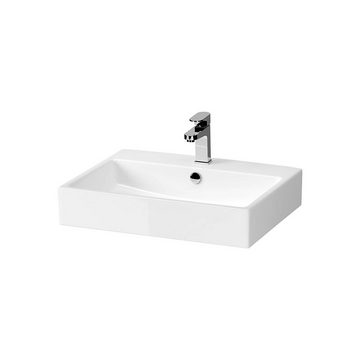 KOLMAN Waschbeckenunterschrank Badmöbel Set VIRGO 60 Badezimmerschrank (Silber Möbelgriffe) mit Schubladen & Keramikwaschbecken