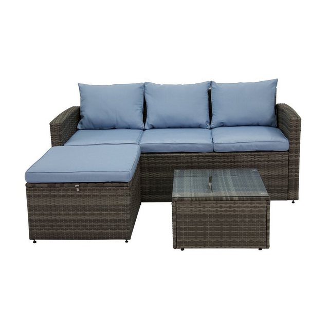 HTI-Living Gartenlounge-Set Terrassenmöbel Matze, (Set, 3-tlg), Loungegarnitur mit Kissen