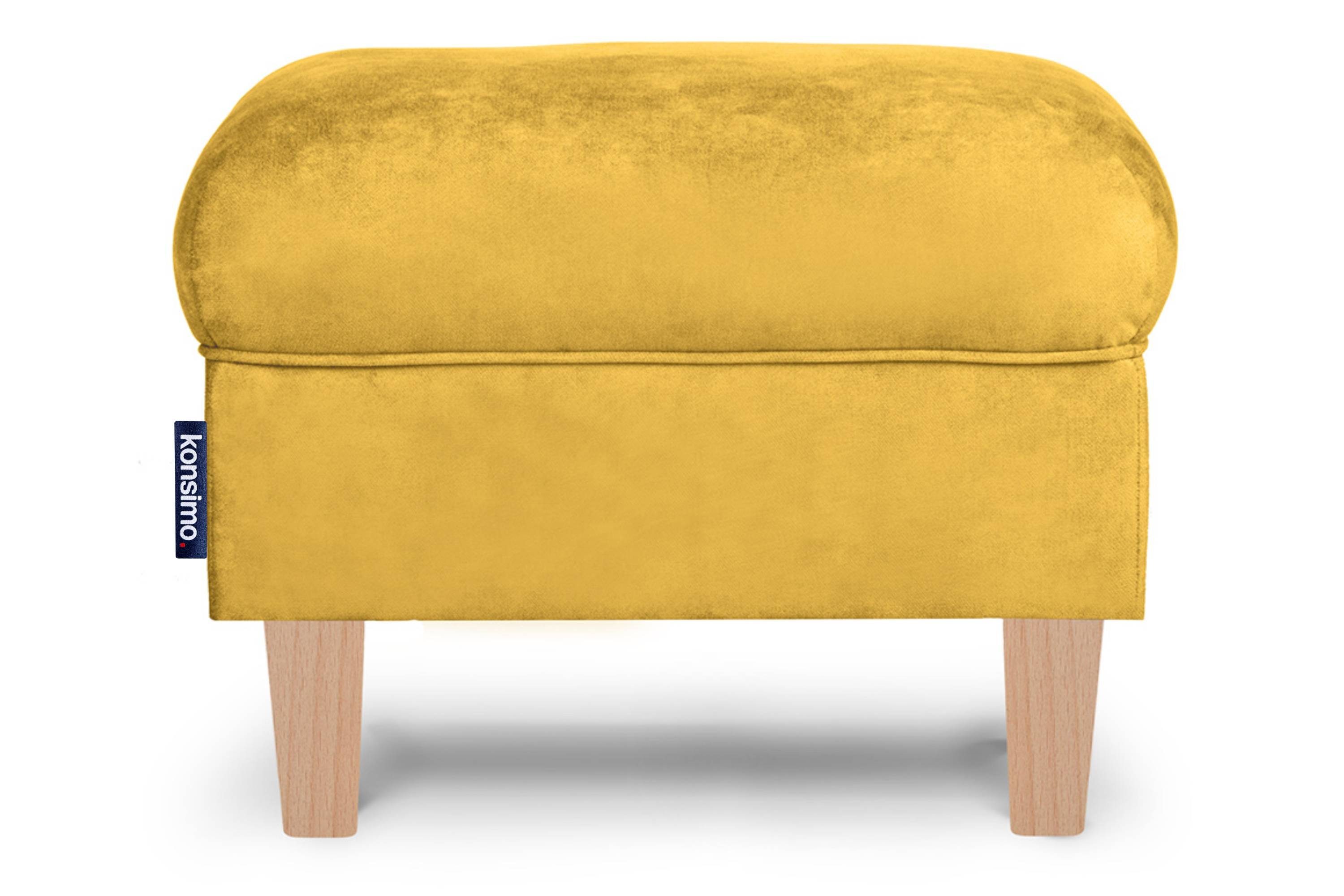 KONSIMO® Sitzhocker MILES Polsterhocker Pouffe, Massivholzbeine, zeitloses Design, pflegeleichter Stoff