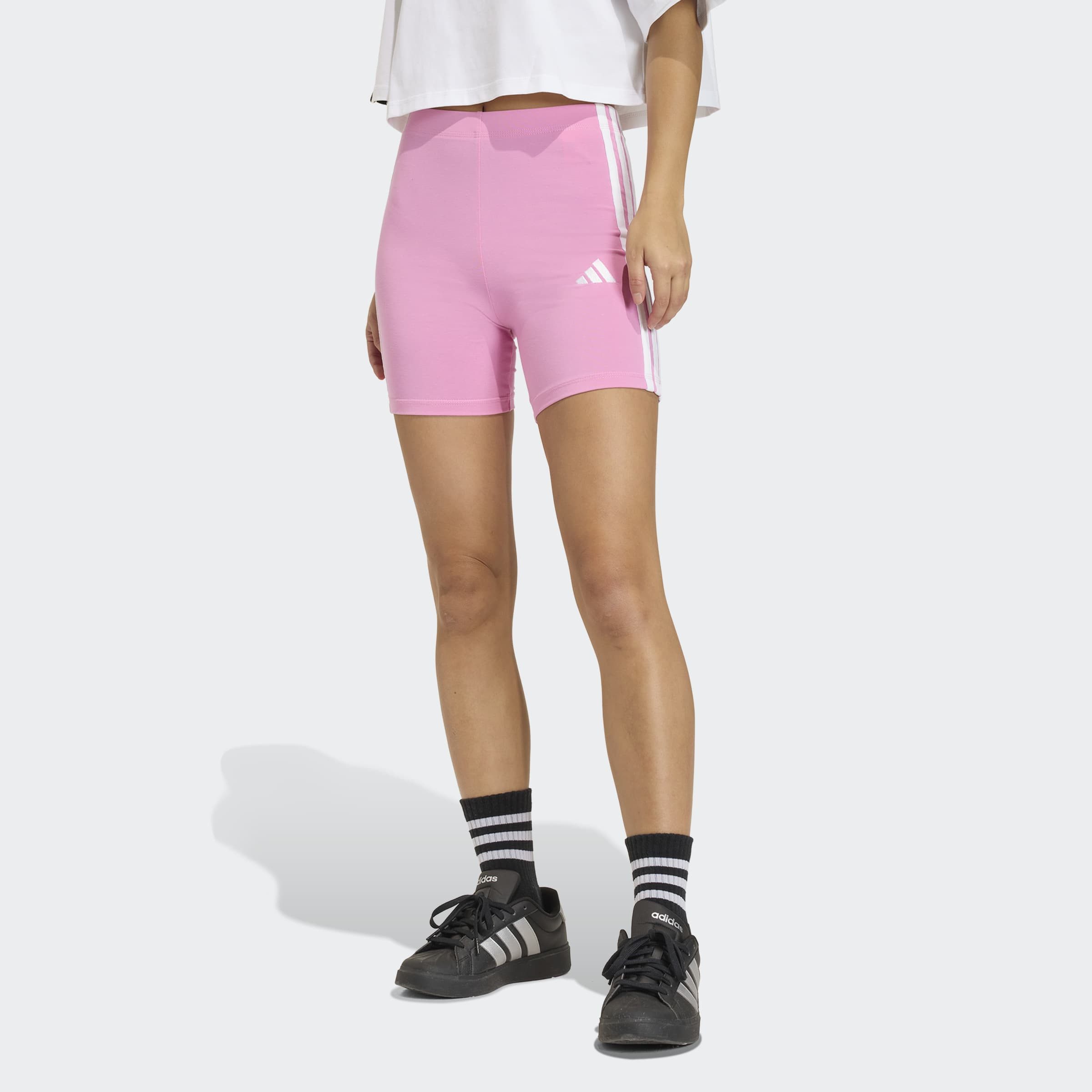 adidas Sportswear Trainingstights ESSENTIALS 3-STREIFEN HIGH WAISTED KURZE LEGGINGS kurze Leggings, mittelhoher Bund, flacher, elastischer Bund
