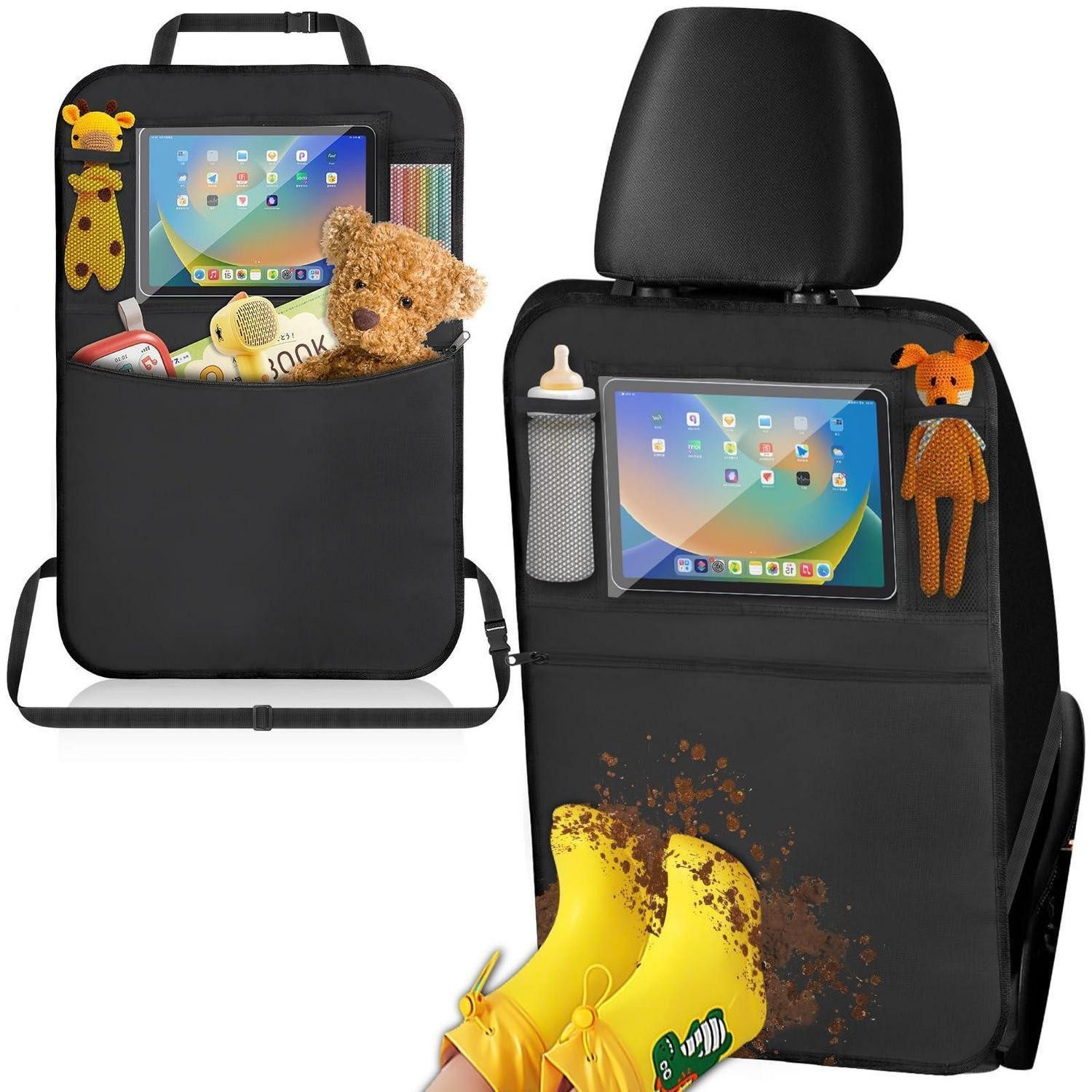 LuxusKollektion Auto-Rückenlehnenschutz Autositz Organizer 2er Kinder wasserdicht Tabletfach