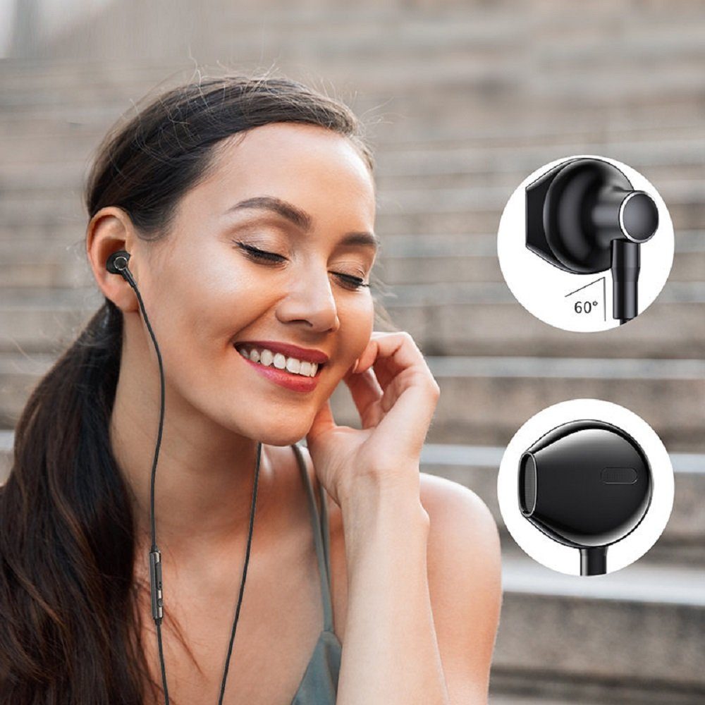 JOYROOM In-Ear USB Typ-C Ohrhörer Kopfhörer Anschluss Fernbedienung Silber mit USB-C In-Ear-Kopfhörer