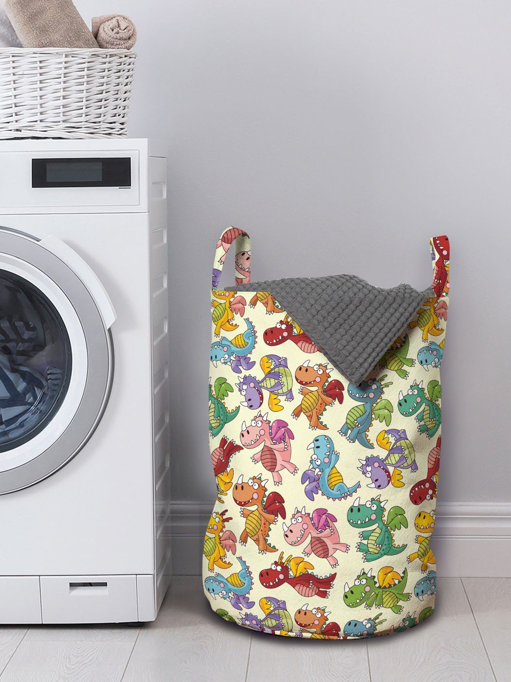 Griffen Feuerdrachen Wäschesäckchen Drachen Fee Wäschekorb mit Dumme Waschsalons, Kordelzugverschluss für Abakuhaus