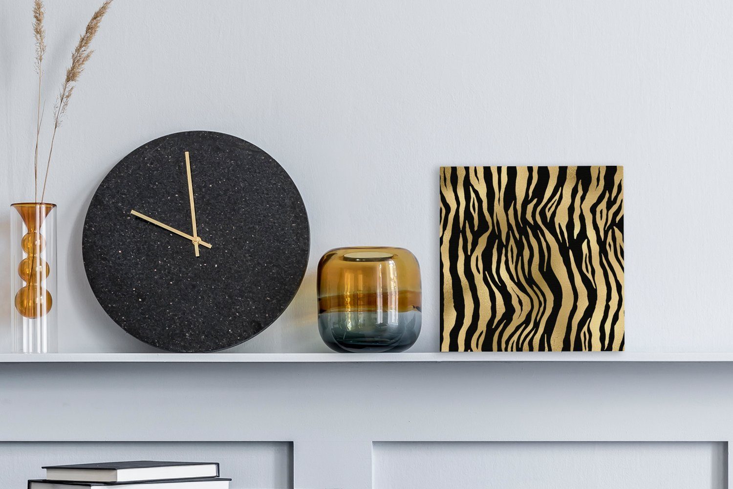 OneMillionCanvasses® Leinwandbild Leinwand für - Schlafzimmer Bilder Wohnzimmer Gold, - Zebra (1 St), Muster