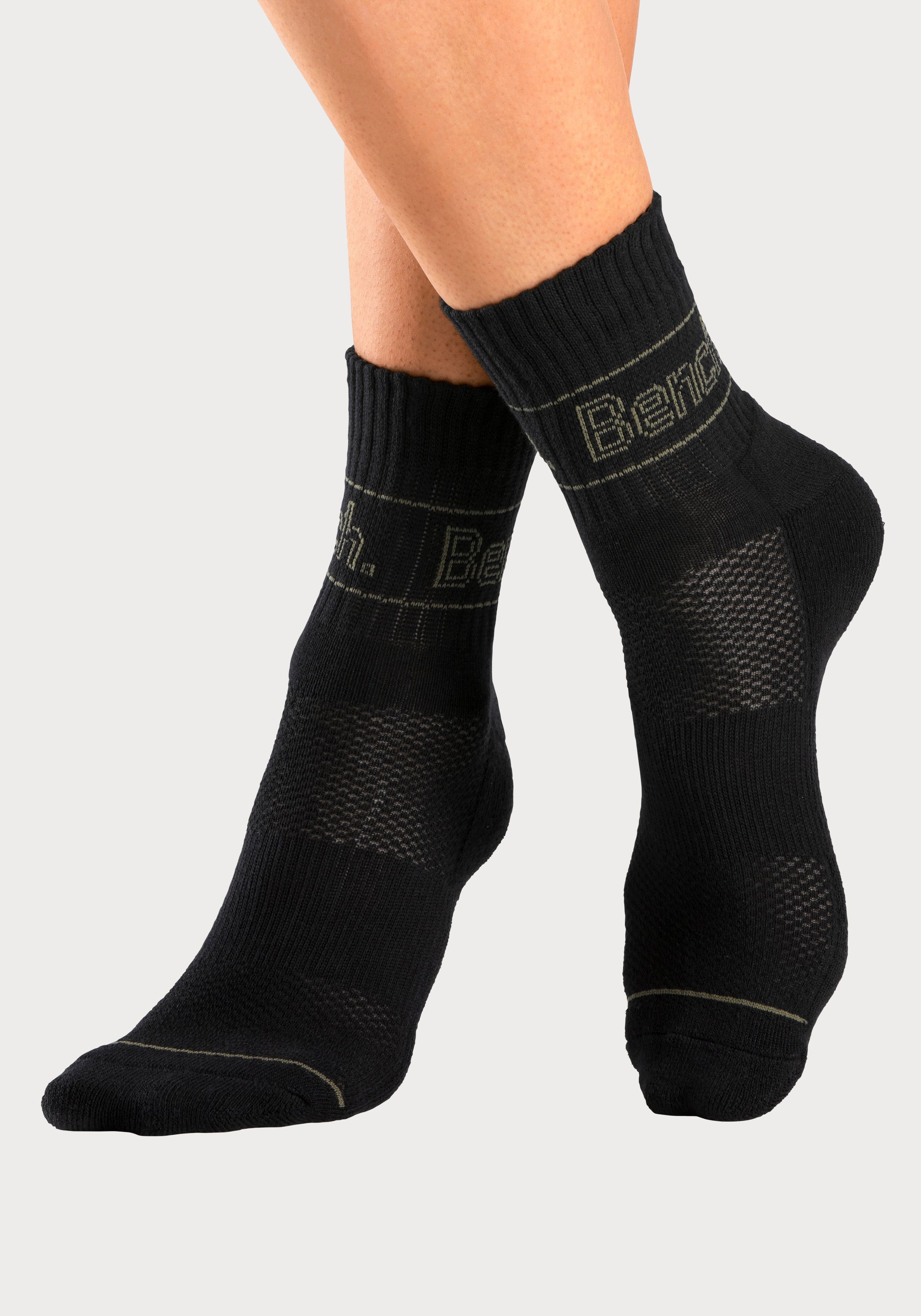 5x atmungsaktiver Pikee Lüftungsstruktur mit (5-Paar) Tennissocken schwarz Bench.