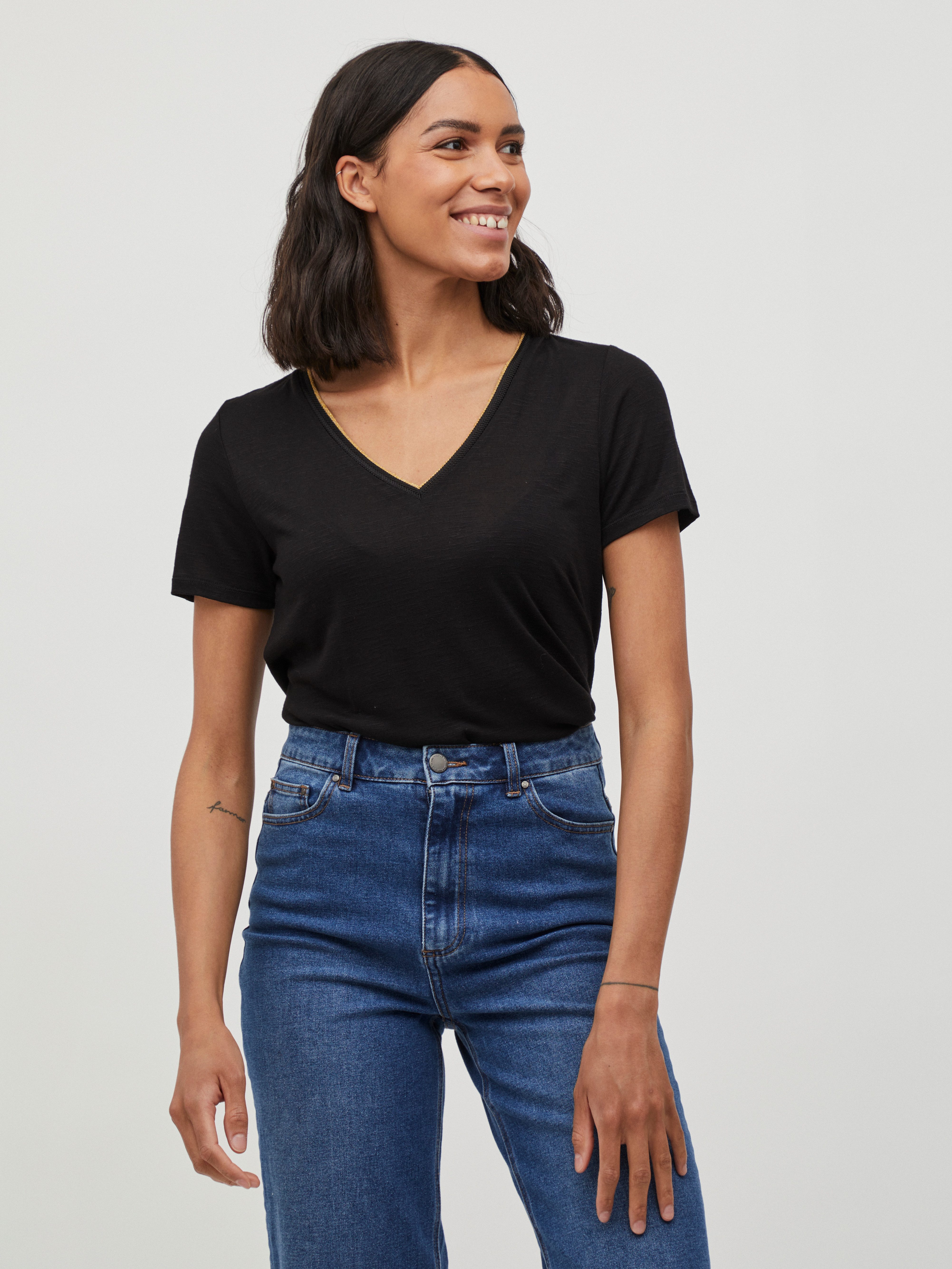 Vila T-Shirt VINOEL S/S TOP - NOOS Viskosemischung, regular fit