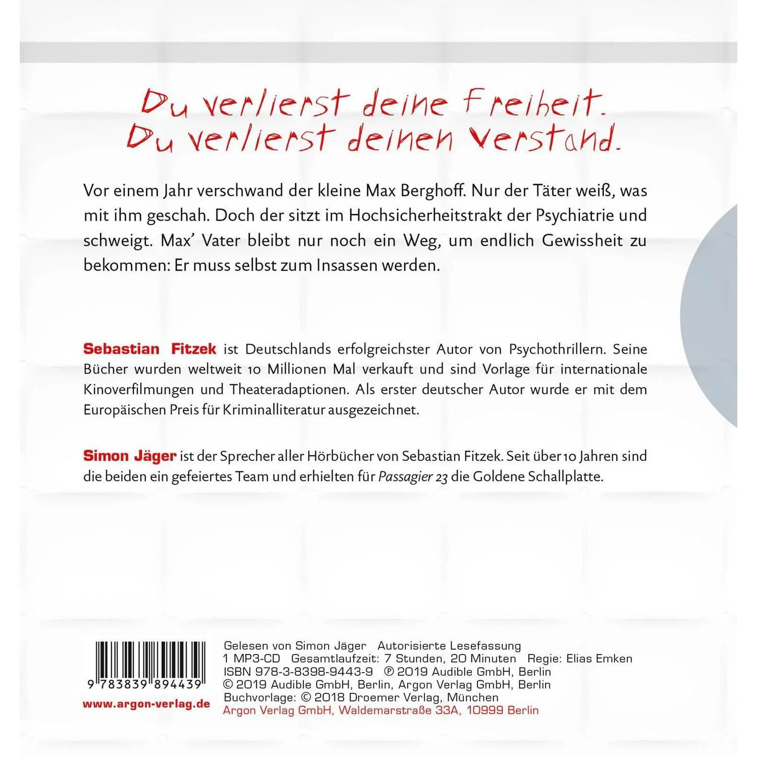 Argon Verlag Hörspiel Der Insasse