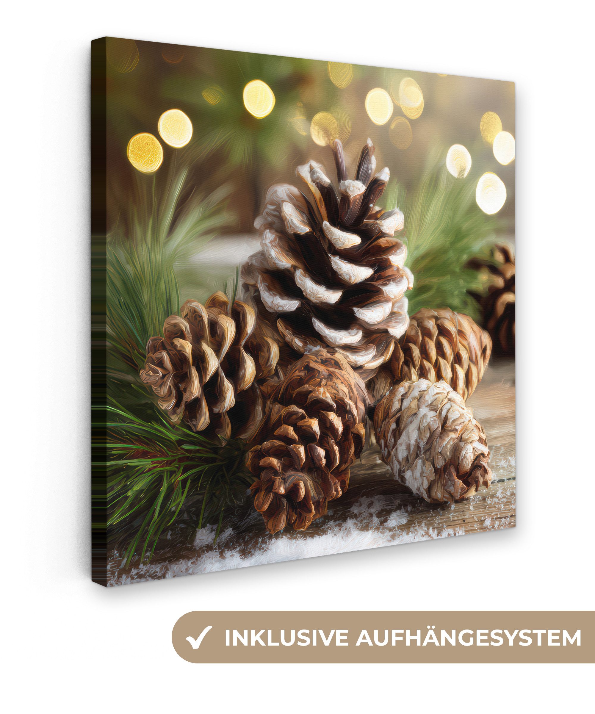OneMillionCanvasses® Leinwandbild Tannenzapfen - Weihnachtsstimmung - Braun günstig online kaufen