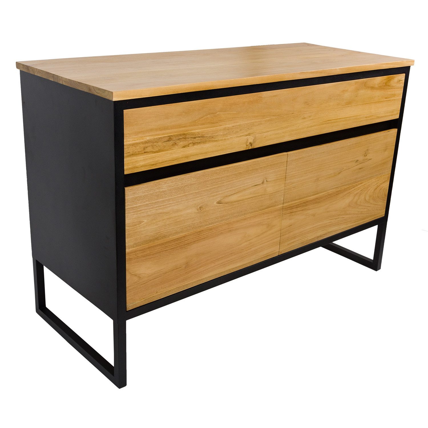 wohnfreuden Waschbeckenunterschrank Waschtisch-Unterschrank SAMURAI 120 cm breit aus Teakholz