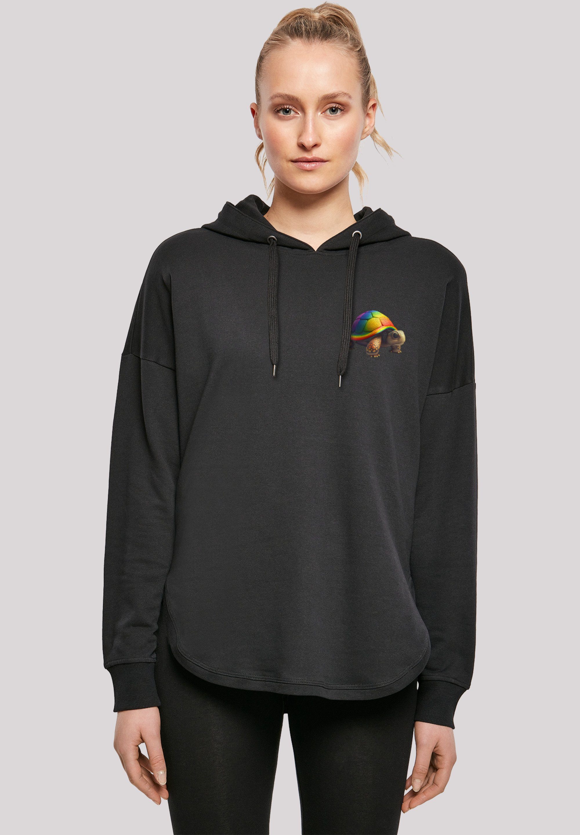 F4NT4STIC Kapuzenpullover HOODIE Print Turtle schwarz Rainbow OVERSIZE